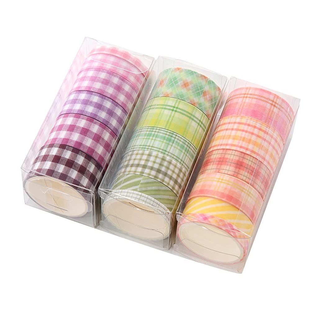 6-Pack Grid Washi Tape Set - Decorative Masking Tapes for Scrapbooking, Journaling, Bullet Journals & Office Organization (2M Length, Assorted Colors) - Perfect for DIY Crafts, Gift Wrapping & Planner Decor