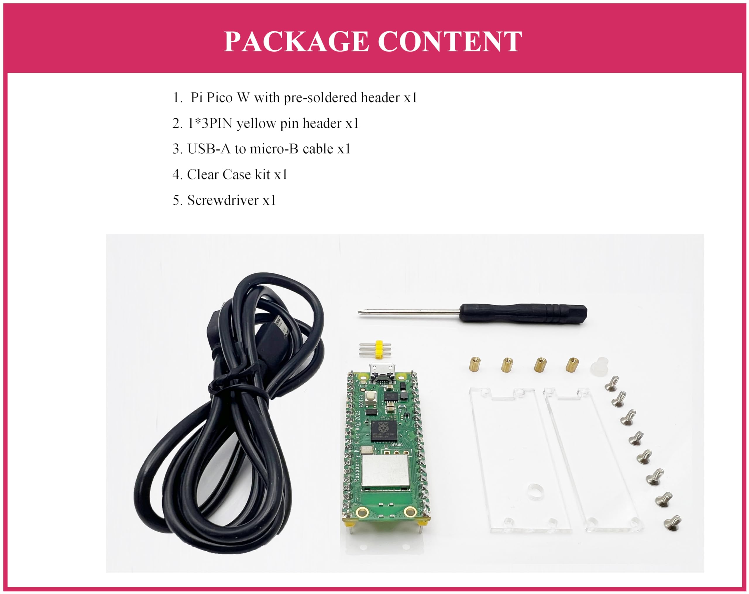 Raspberry Pi Pico W Pre-Soldered Header with WiFi 2.4GHz - RP2040 Dual-Core ARM Cortex M0+ Processor - Includes Pico W Board & Protective Case for IoT Projects, Robotics & DIY Electronics