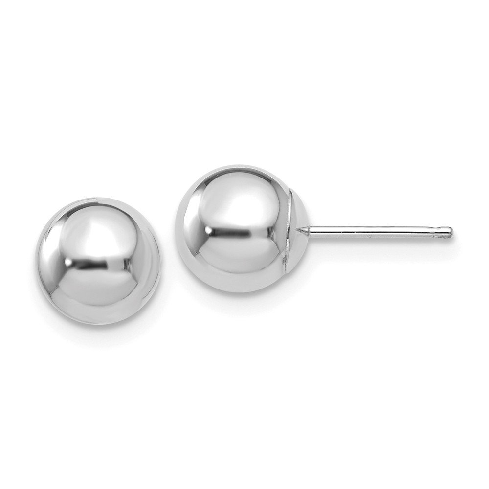 14K White Gold Polished 7mm Ball Post Earrings for Women - Hypoallergenic Stud Earrings for Sensitive Ears - Perfect for Everyday Wear, Work, and Special Occasions