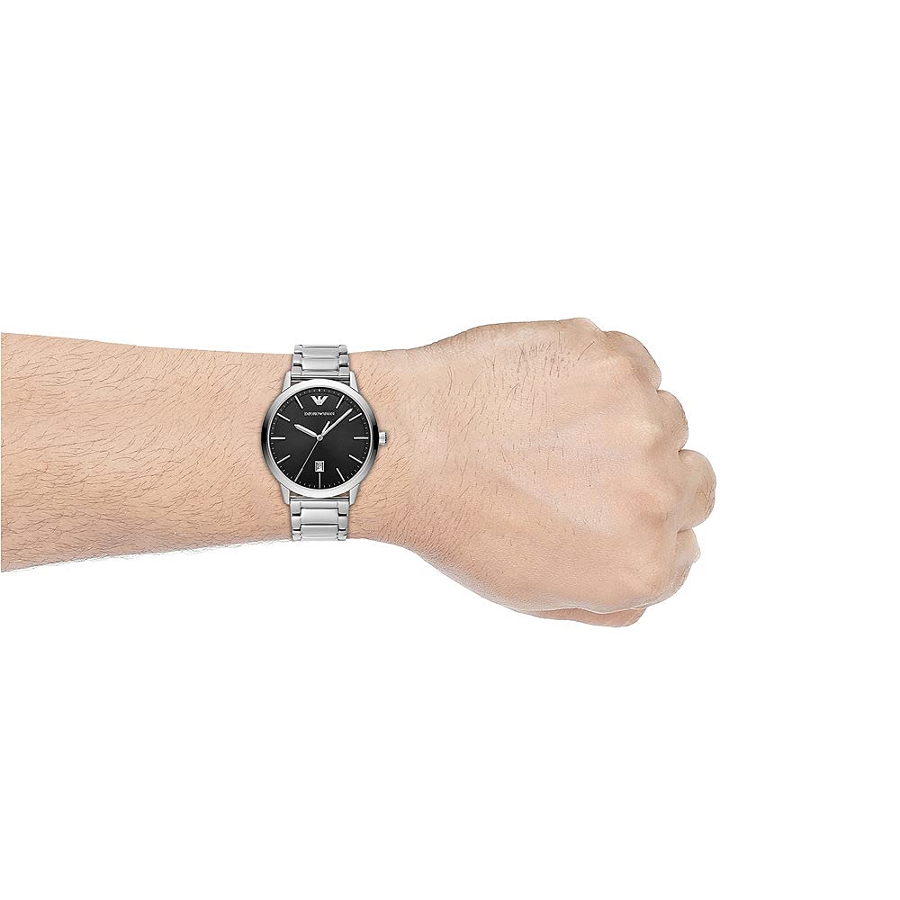 Emporio Armani Men's Stainless Steel Watch with Three-Hand Date Display - 43mm Case - Perfect for Business, Casual & Formal Occasions