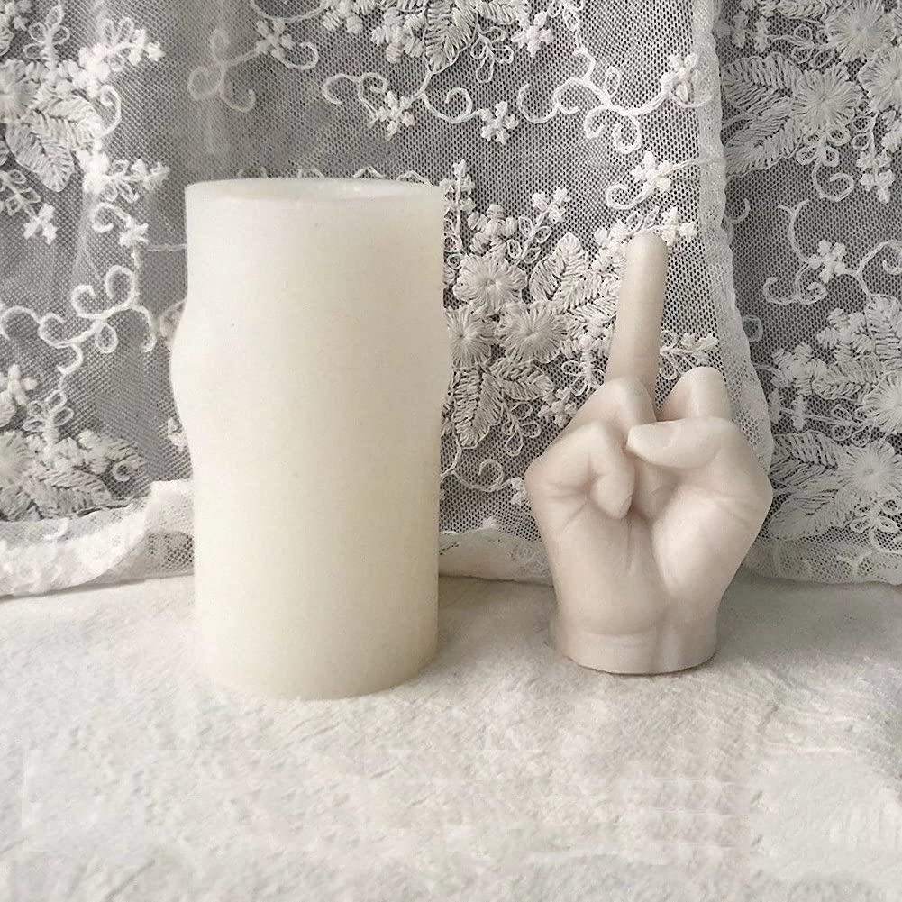 3D Hand Gesture Candle Molds - Silicone Middle Finger Shaped Resin Casting Molds for DIY Soap, Fondant, Plaster & Clay Crafts - Perfect for Halloween Decor, Protest Art & Unique Gifts