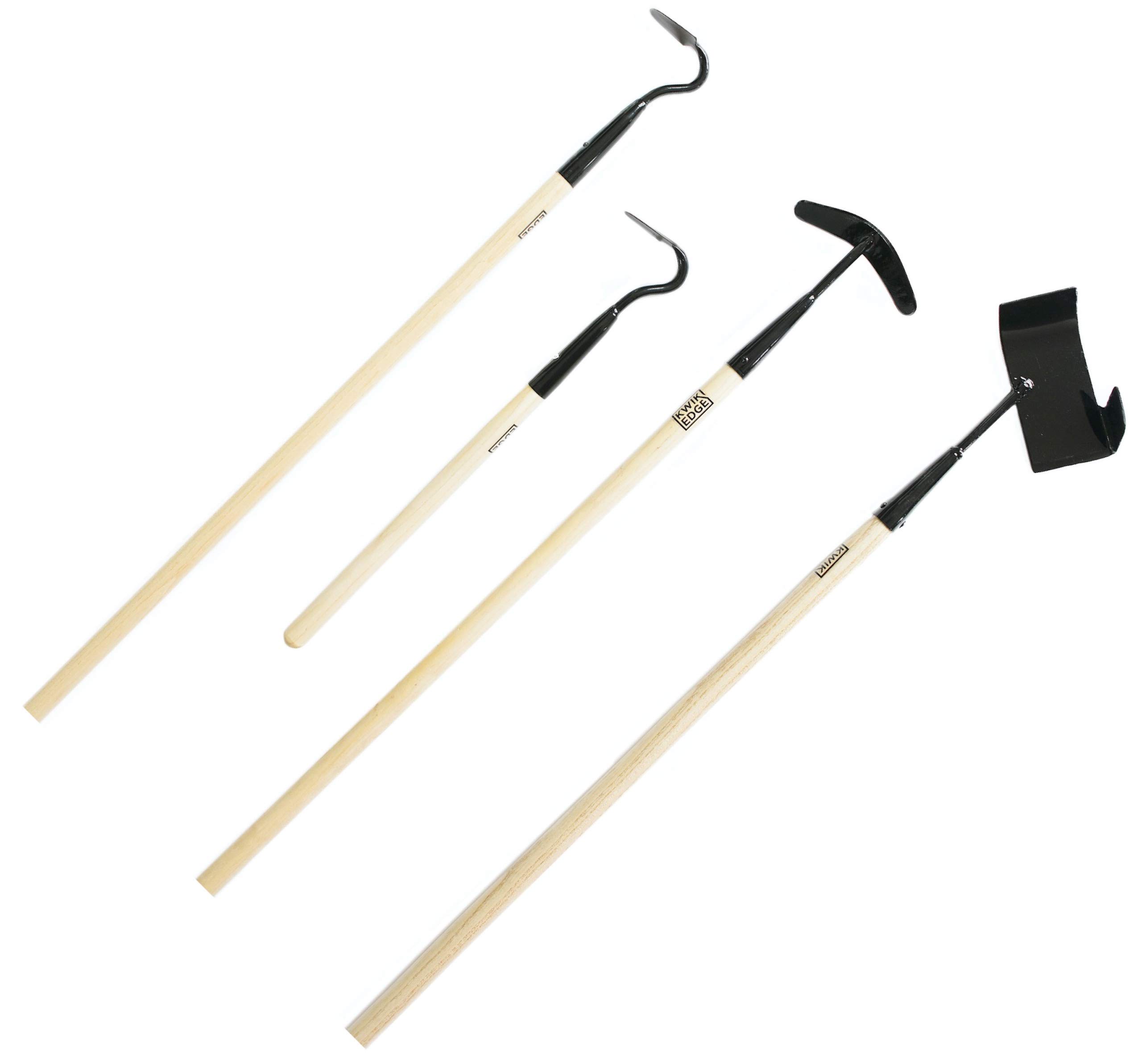 KWIK EDGE Quad Garden Tool Set - Boss, Mini, Buddy Edger Weeder & Cultivator with Long Handle for Grass, Soil & Flower Beds | Perfect for Backyard Gardening, Landscaping & Lawn Care