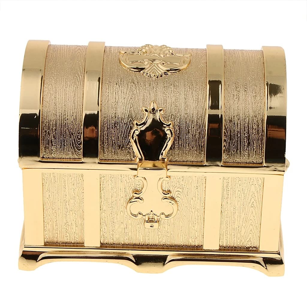 ASDFGH Small Travel Jewelry Box - Gold Jewelry Storage Case for Necklaces, Rings & Earrings - Portable Treasure Chest for Organizing Trinkets & Accessories - Perfect for Travel, Home & Gift Giving