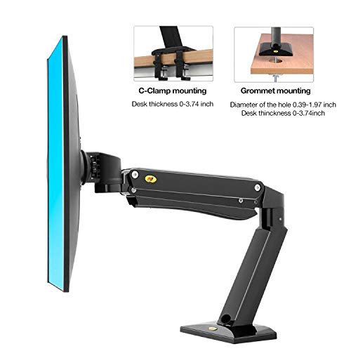 North Bayou Heavy Duty Monitor Arm Desk Mount - Full Motion Adjustable Stand for 24-42 Inch Screens (4.4-33 lbs Weight Capacity) - Ergonomic Gaming & Office Monitor Stand (Model NB45-B) - Perfect for Workstations, Home Offices & Gaming Setups