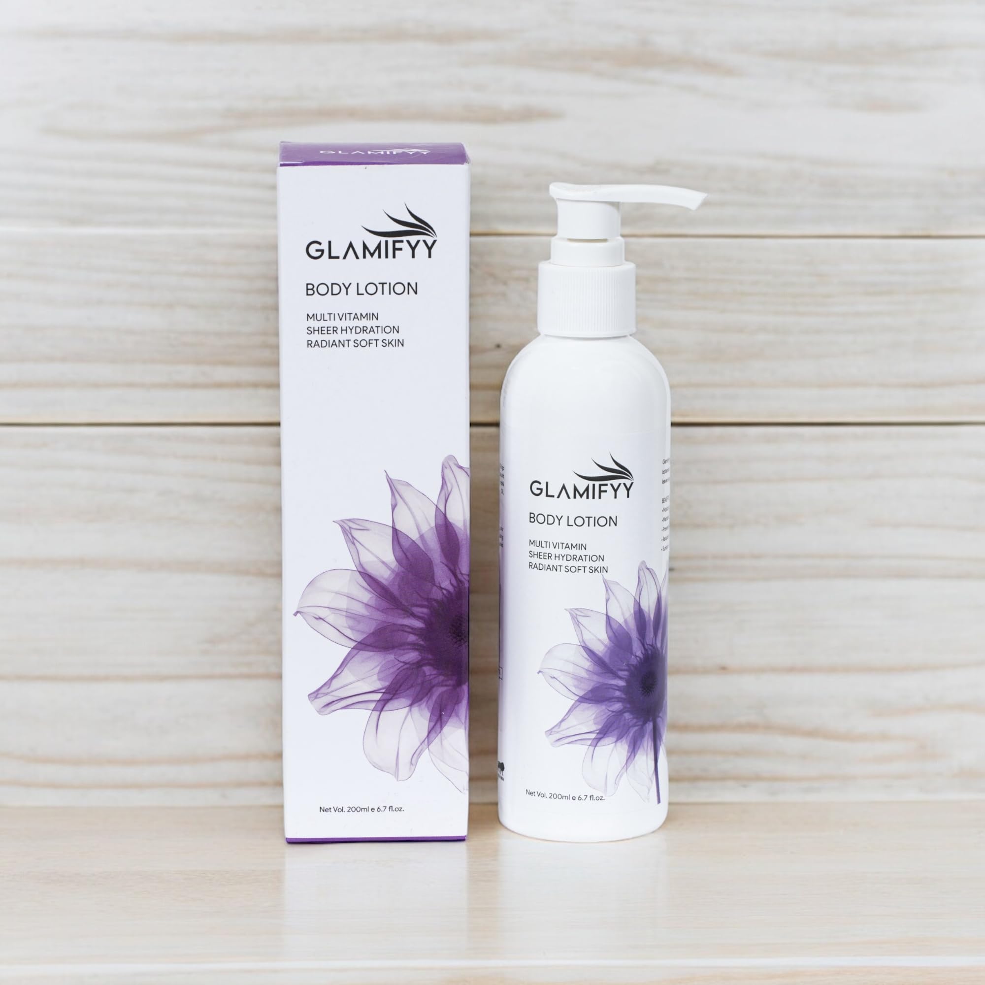 Glamifyy Multi-Vitamin Sheer Hydration Body Lotion for Radiant Soft Skin - 200ml | Lightweight Moisturizer for Dry Skin, Daily Hydration & Glowing Complexion | Perfect for Morning & Night Skincare Routine