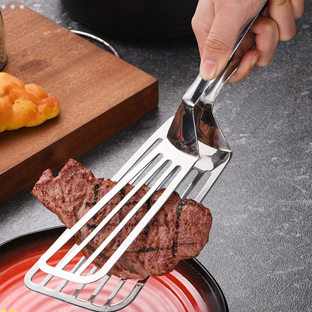 Premium Stainless Steel Fish Spatula & Turner - Heavy Duty Metal Cooking Tongs for Grilling, Flipping Pancakes, Cast Iron Skillet - Perfect for BBQ, Buffet Serving & Professional Kitchen Use