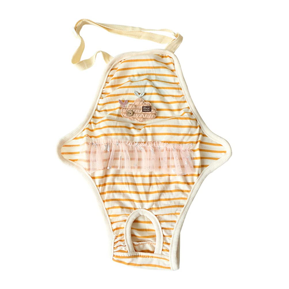 POPETPOP Striped Adjustable Dog Diaper for Female Puppies - Pet Sanitary Panties with Suspenders, Soft & Comfortable Underwear for Dogs (Size M) - Perfect for House Training, Heat Cycles & Incontinence Protection
