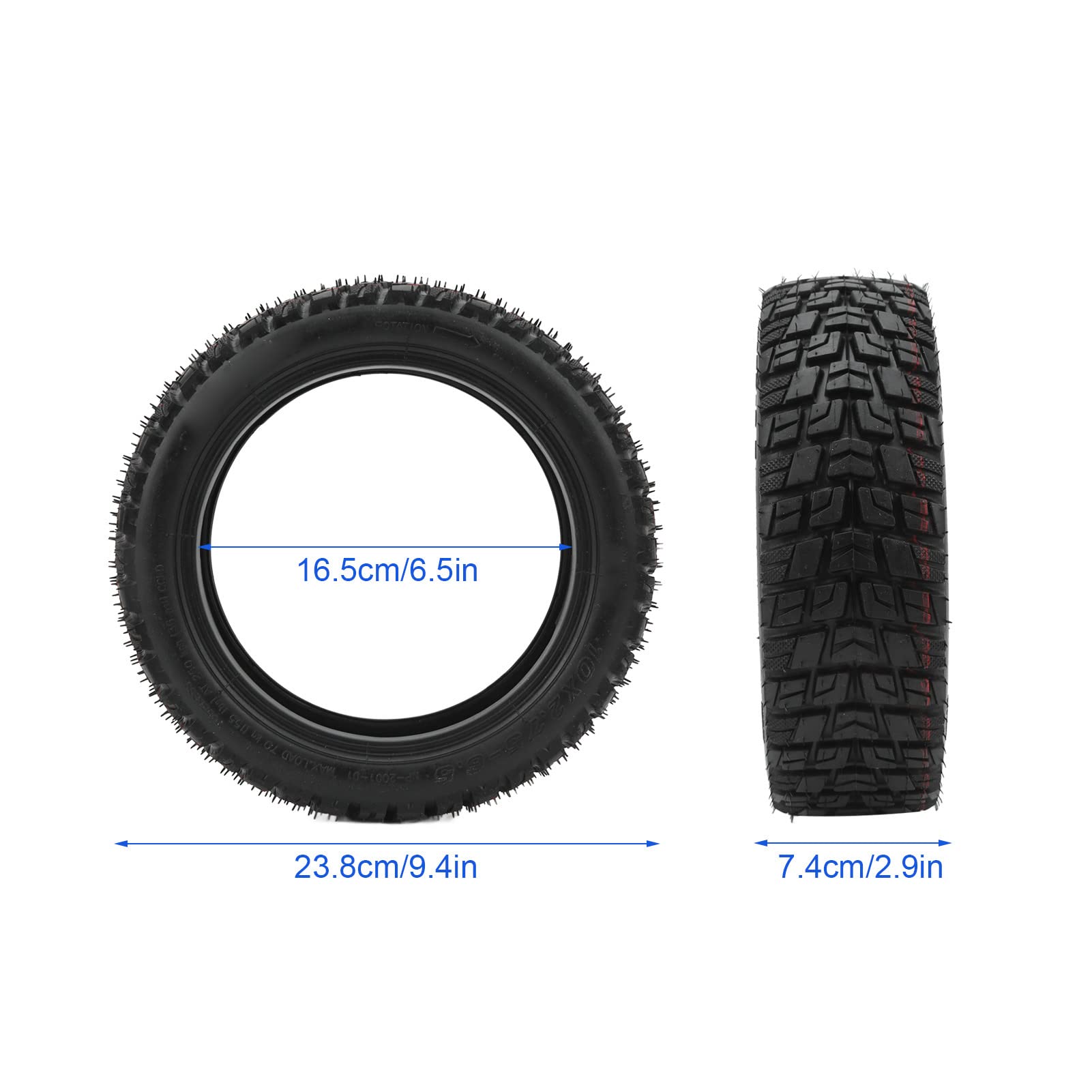 10x2.75-6.5 Tubeless Tire for Electric Scooter - 10 Inch Shock Absorbing Rubber Tire with Anti-Slip Tread - Perfect for Commuting, Off-Road & Urban Riding