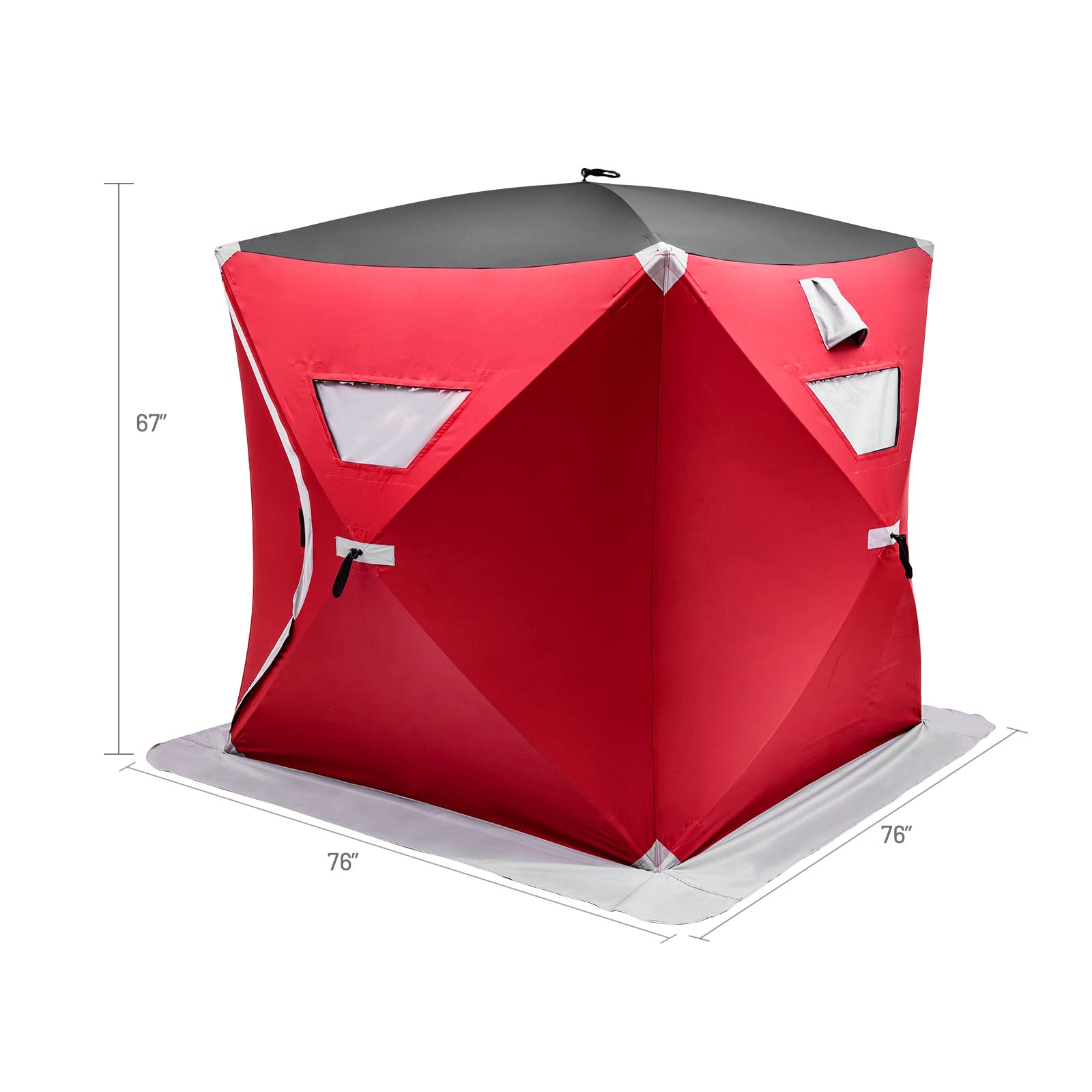 GYMAX Pop-Up Ice Fishing Shelter - Waterproof & Windproof Portable Ice Tent with Carrying Bag, Zippered Door & Ice Anchors - Perfect for Winter Fishing, Hunting & Outdoor Camping Adventures