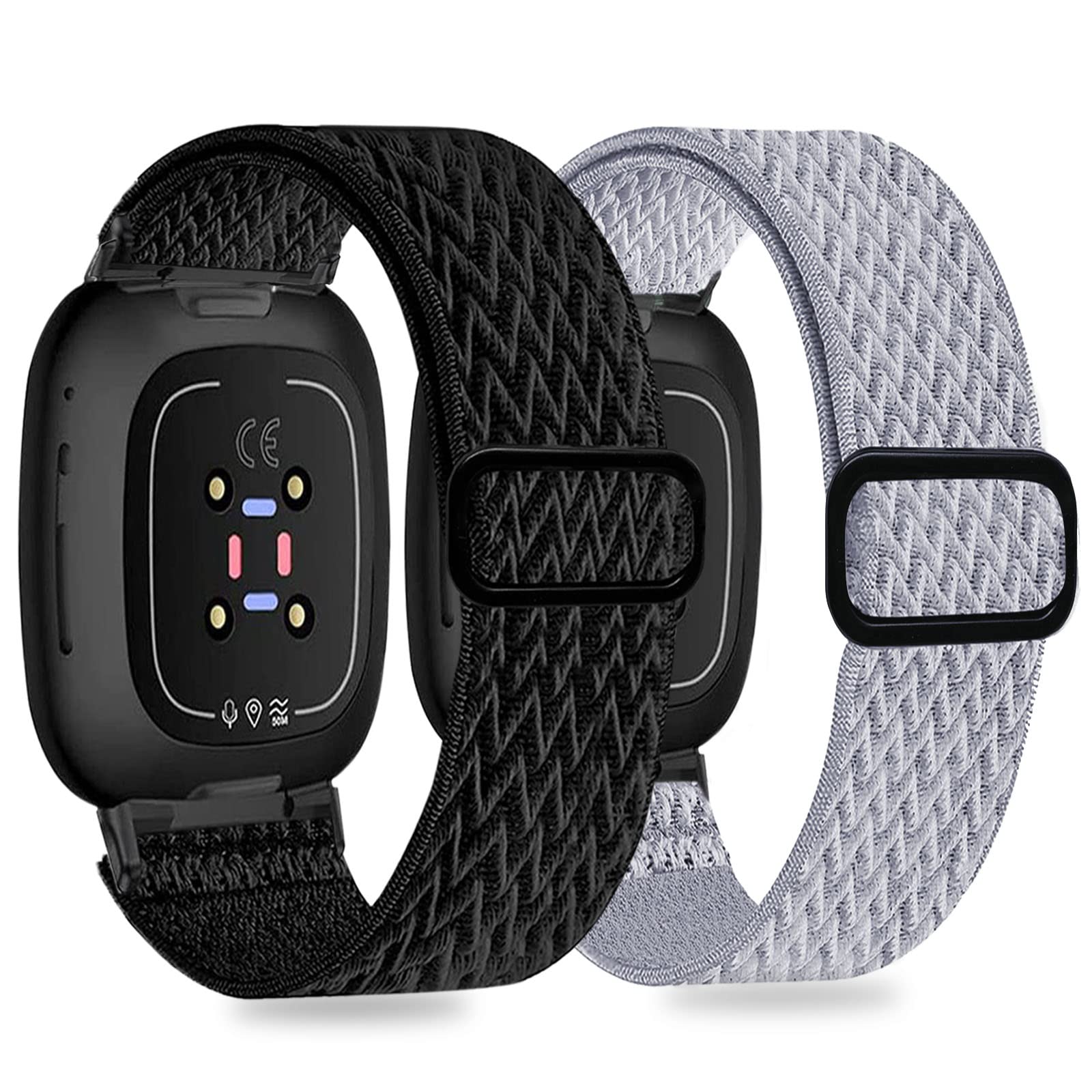 Stretchy Nylon Replacement Band for Fitbit Versa 3/4 & Sense/Sense 2 - Soft Adjustable Sport Strap for Women & Men - Perfect for Workouts, Running & Daily Wear
