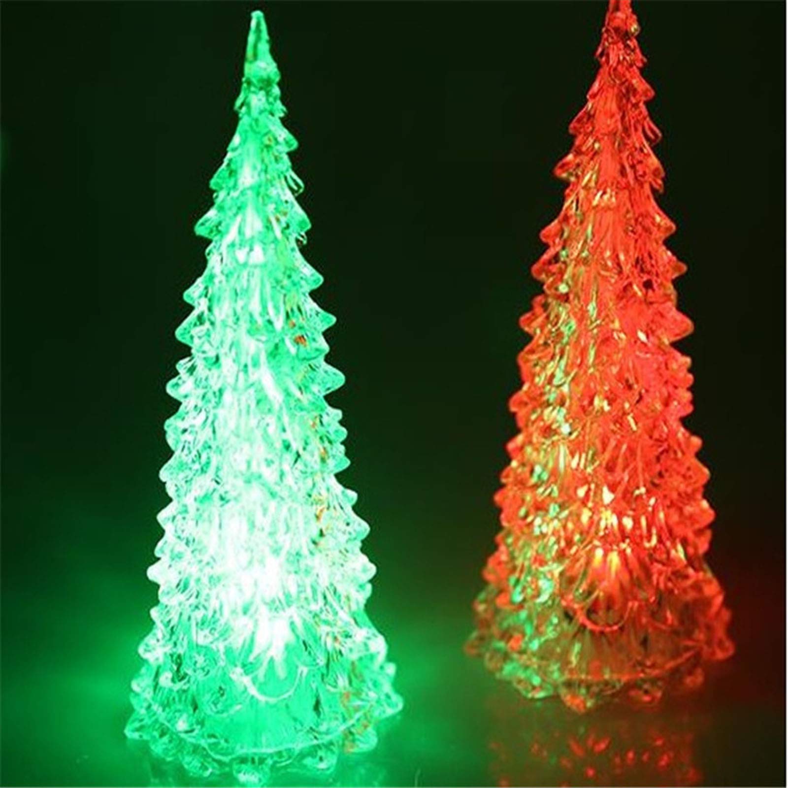 SAINGACE 2.95inch Colorful LED Acrylic Christmas Tree Night Light - Mini Holiday Decor with Color Changing Lights for Bedroom, Desk & Party Decorations - Perfect Xmas Gift for Kids & Adults