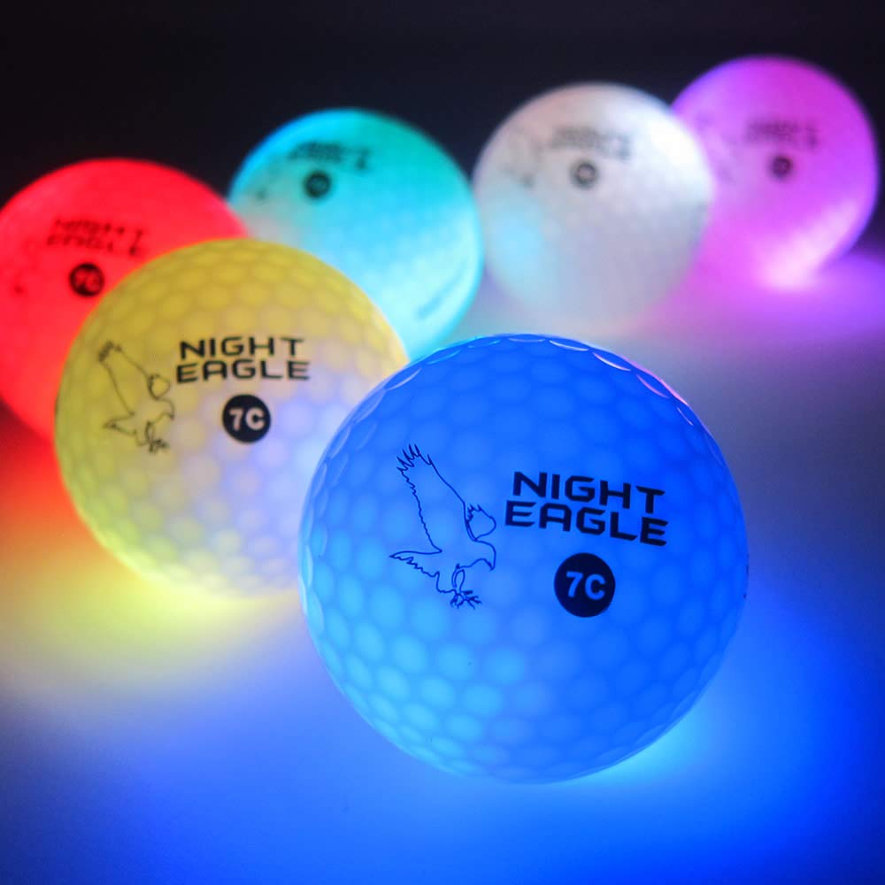 LED Golf Balls 6-Pack - Glowing Golf Balls with Internal Lights for Night Play
