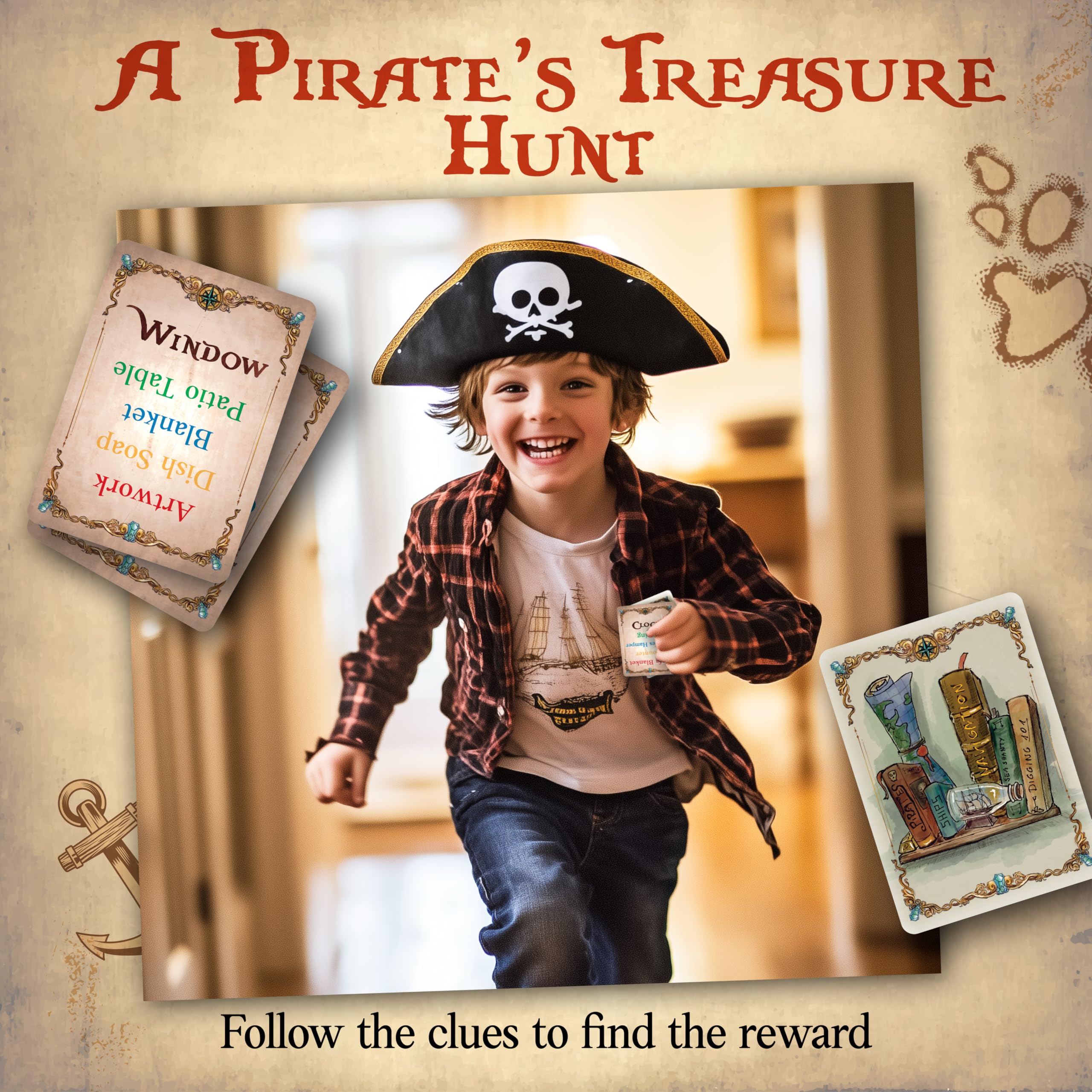 Word Treasures - Pirate Adventure Toys & Treasure Hunt Game for Kids Ages 4-8 | 1-4 Players | Memory Matching Game with Pirate Puzzle & Scavenger Hunt | Perfect for Birthday Gifts, Family Game Night & Pirate Themed Parties