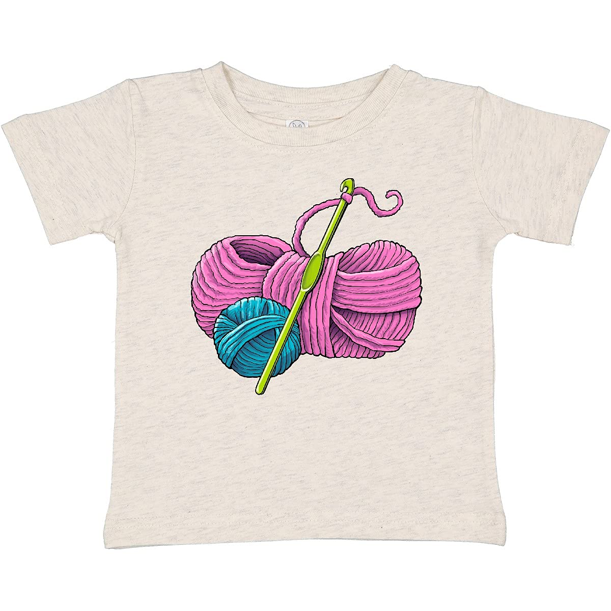 Inktastic Blue and Pink Yarn with Crochet Hook Baby T-Shirt - Soft Cotton Cute Infant Onesie for Newborns & Toddlers - Perfect for Baby Showers, Photoshoots & Everyday Wear
