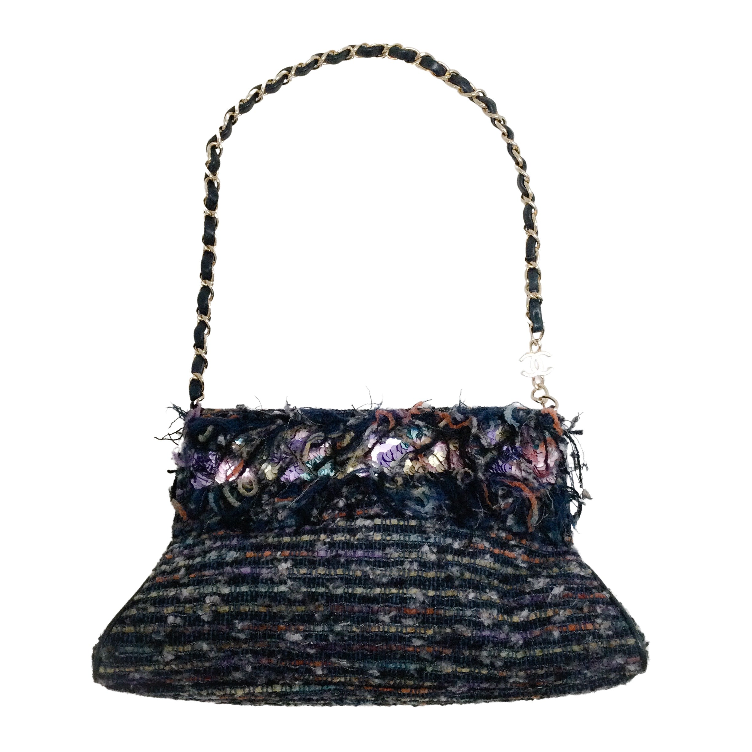 Authentic Chanel Paris Tokyo Blue Tweed Shoulder Bag 2005 Vintage - Luxury Designer Handbag for Women, Perfect for Parties & Evening Events