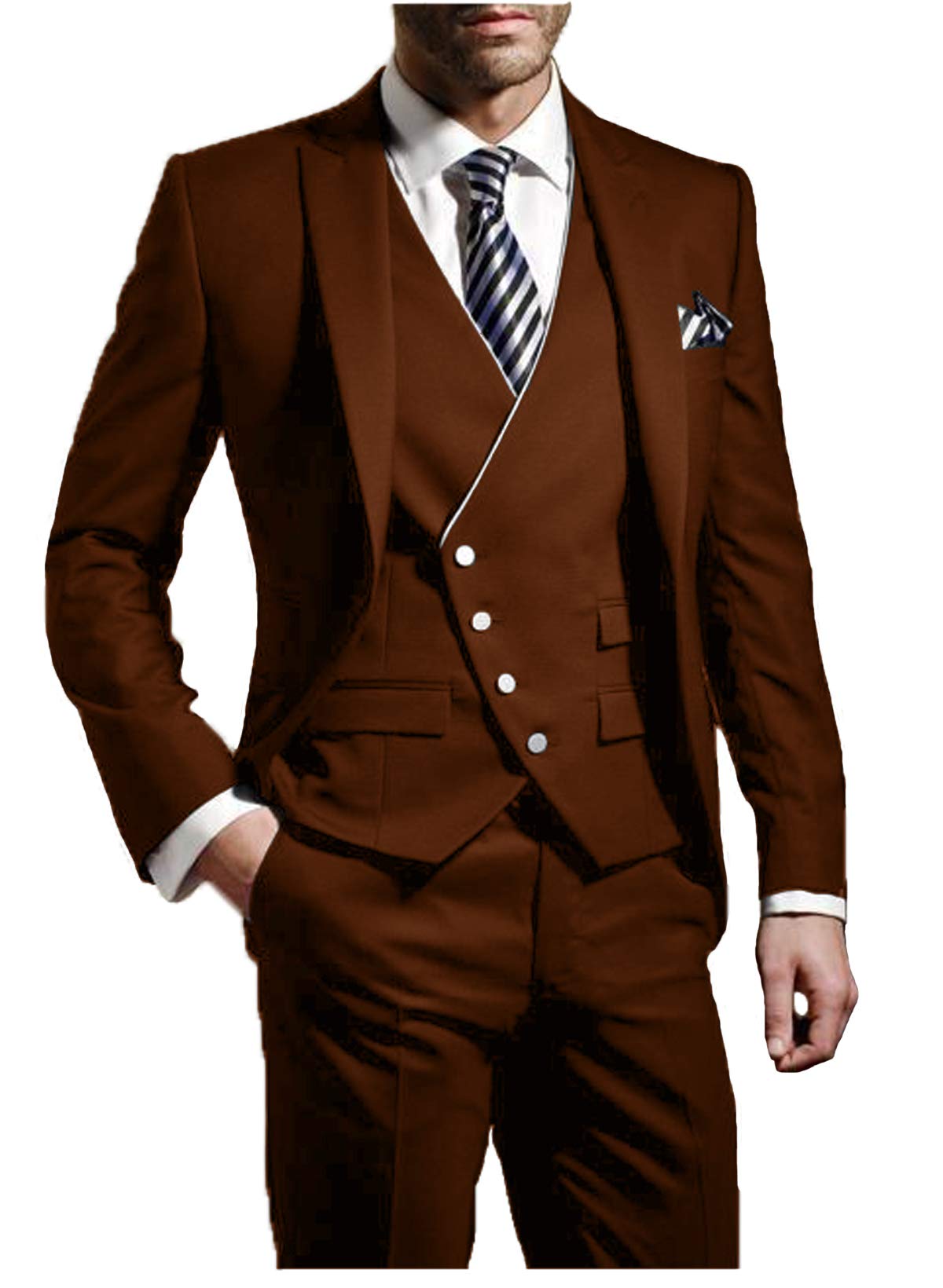 Men's Slim Fit 3-Piece Formal Suit Set | Wedding Tuxedo & Prom Jacket | Business & Party Attire | Perfect for Weddings, Proms & Special Events | JXZ012
