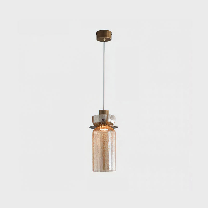 Modern Glacier Crackle Glass Pendant Light - Handcrafted Vintage Style Ceiling Lamp for Dining Room, Kitchen Island & Bedroom Lighting