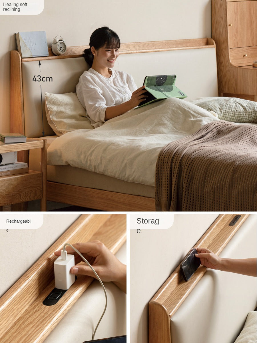 Solid Oak Wood Modern Minimalist Bed Frame - Durable & Stylish for Bedroom, Guest Room, or Studio Apartment