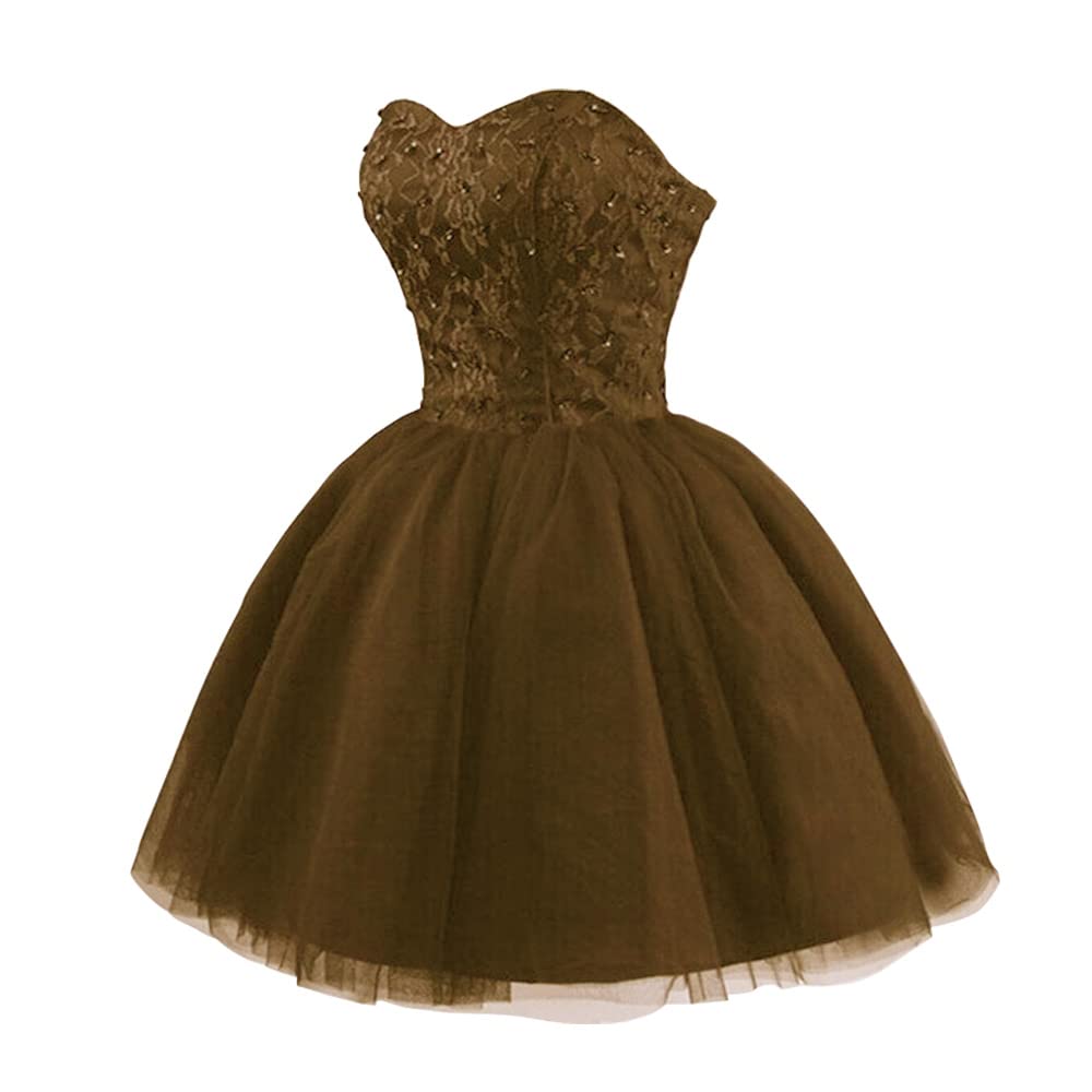 Strapless Homecoming Dresses 2024 | Short Lace Tulle Puffy A-Line Prom & Quinceanera Dresses for Juniors | Perfect for Cocktail Parties, School Dances & Special Occasions