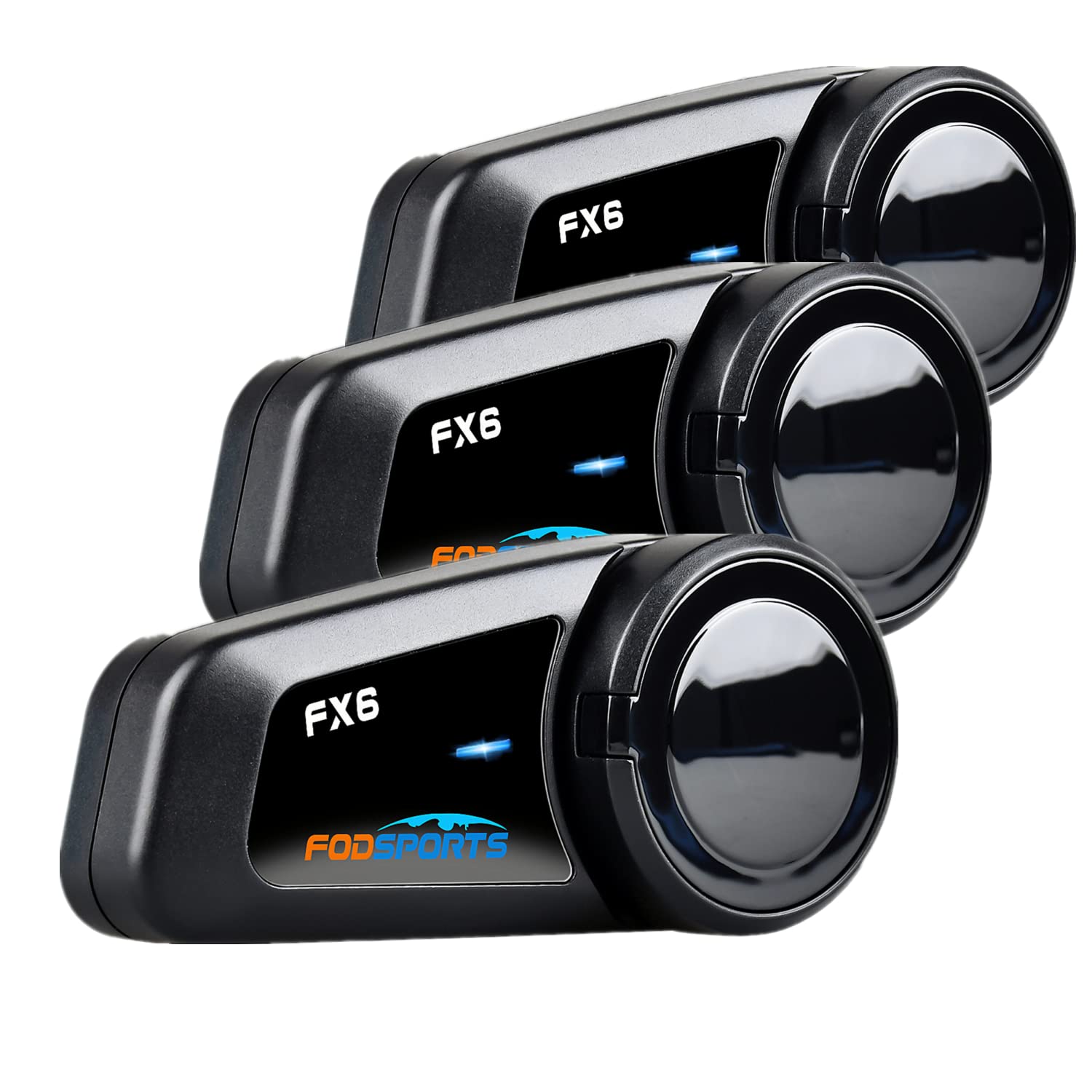Fordpsorts FX6 Motorcycle Bluetooth Headset Intercom - 6 Riders Group Communication System (1 Pack & 2 Pack Options) | Perfect for Group Rides, Touring & Adventure Motorcycling