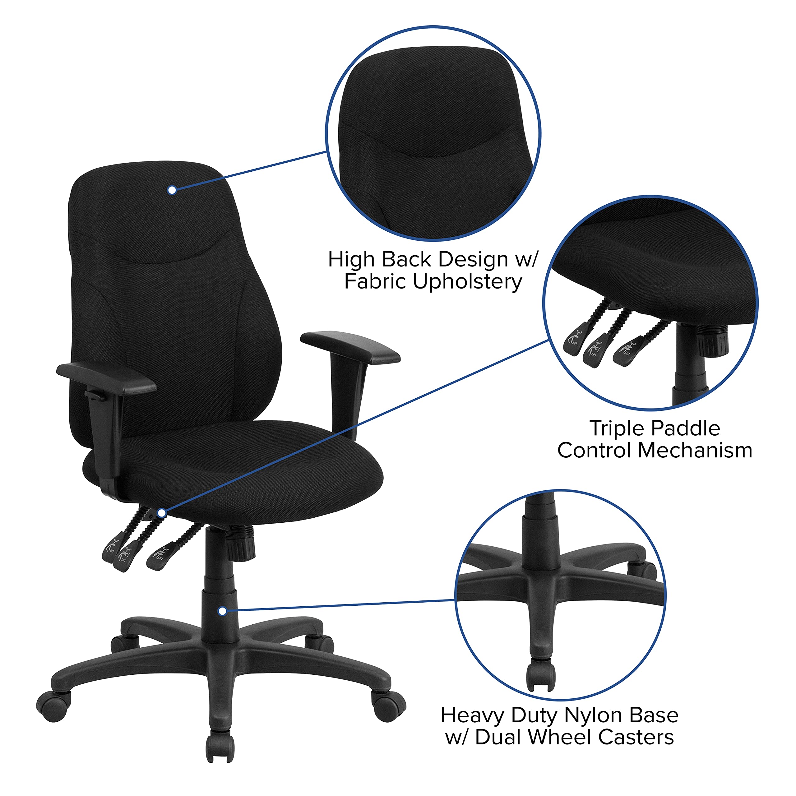 Ergonomic Mid-Back Office Chair with 1.5