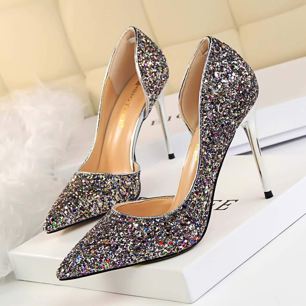 JOEupin Women's Stiletto High Heel Pumps - Sexy Open Toe Dress Shoes for Wedding, Party & Evening Wear - Comfortable Women's Heels for Formal Occasions