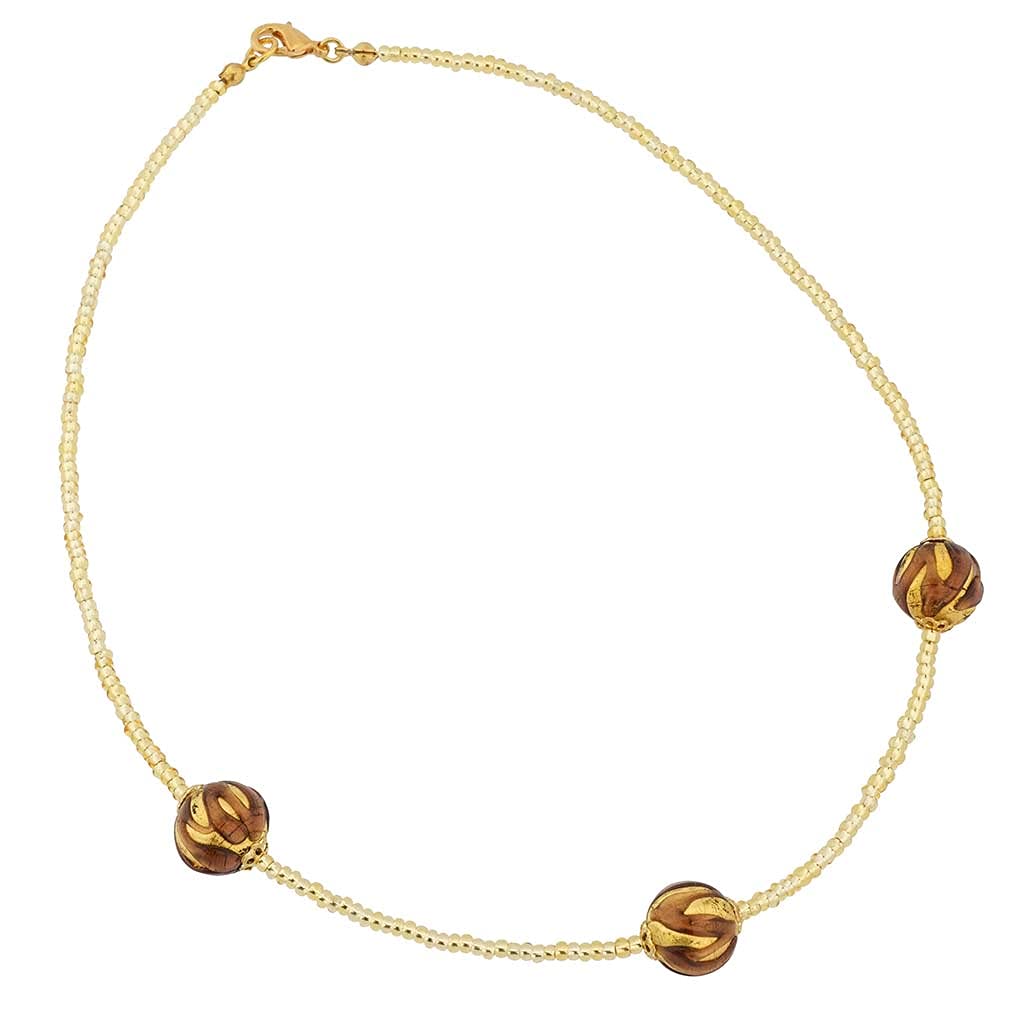 Venetian Murano Glass Royal Purple Ball Necklace - Handmade Italian Jewelry for Women, Elegant Gift for Special Occasions