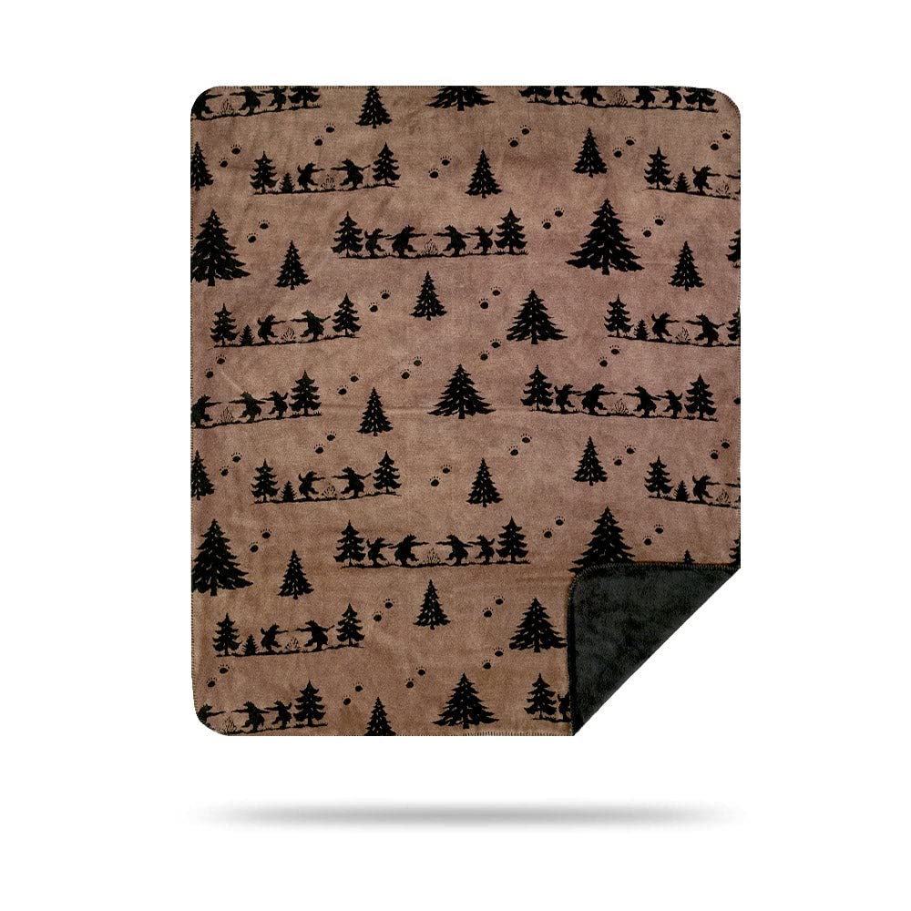 Denali Ultimate Comfort Rustic Throw Blanket - Plush Hand-Stitched Super Cozy Blanket Made in USA | Bear Boogie Design | Perfect for Sofa, Bed & Winter Camping