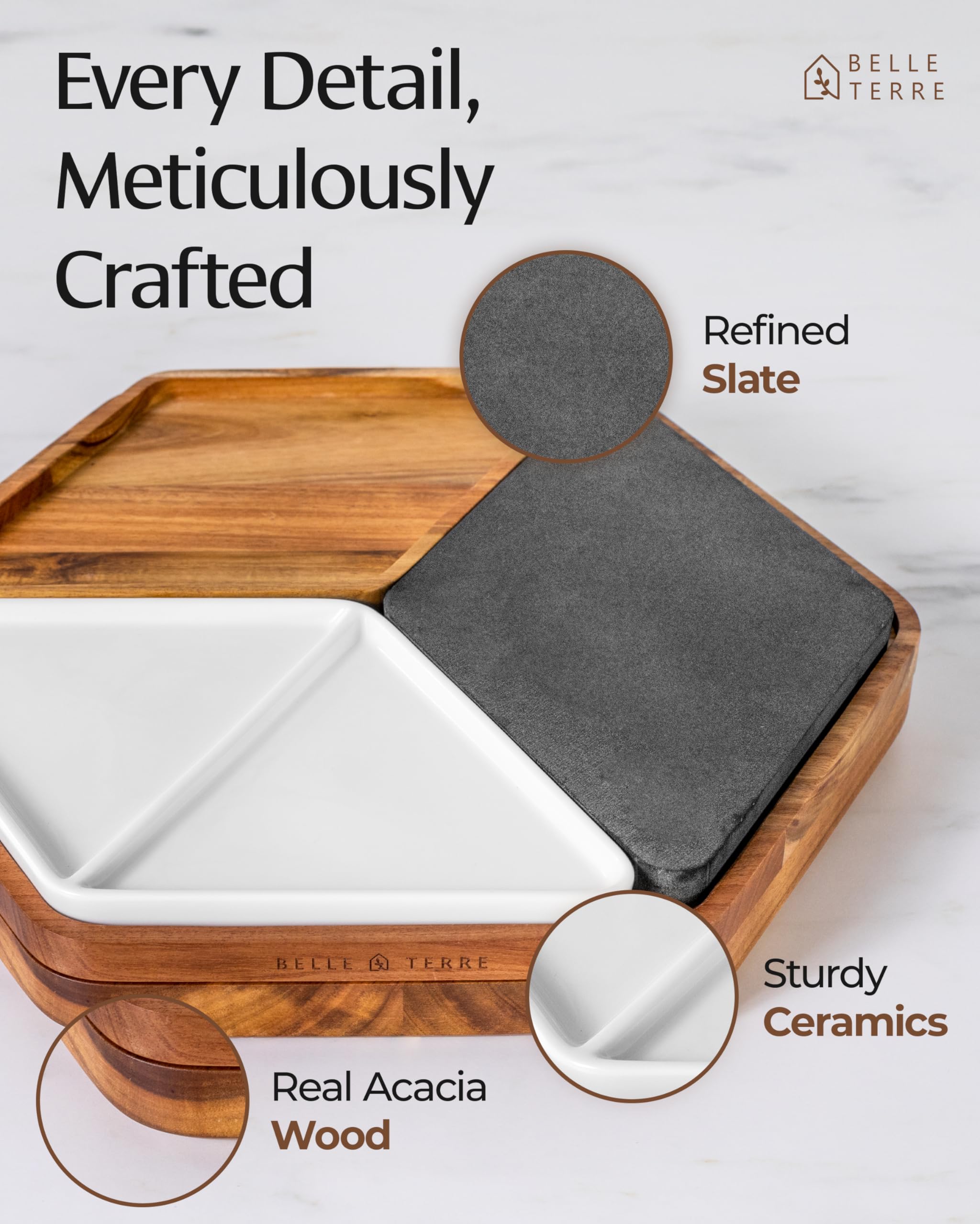 Premium Wooden Cheese Board Set - Charcuterie Serving Platter with Tray, Knives & Forks for Cheese, Crackers, Meats, Fruits & Olives - Perfect Gift for Entertaining, Parties, Wine Tastings & Holiday Gatherings - Elegant Serving Solution for Hosting & Home Decor
