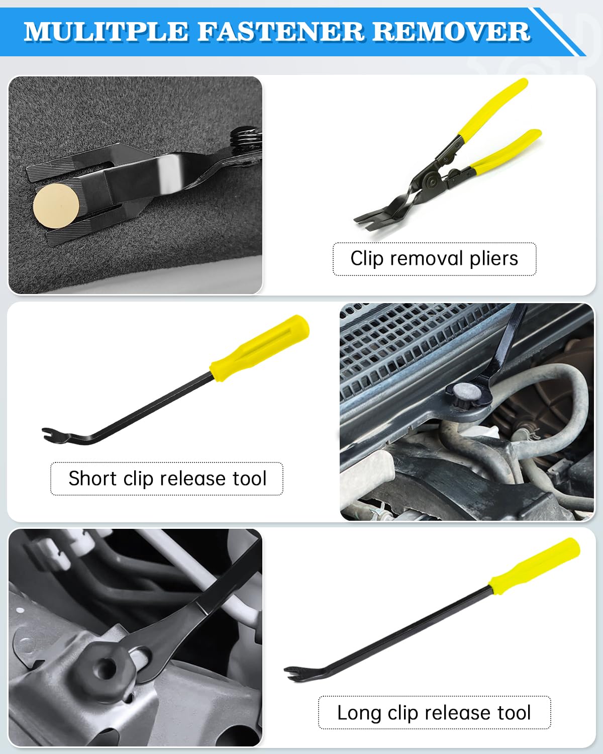 Poraxy 19-Piece Car Trim Removal Tool Kit - Auto Panel Door & Audio Fastener Pry Tool Set with Storage Bag - Perfect for Car Detailing, DIY Repairs & Stereo Installations
