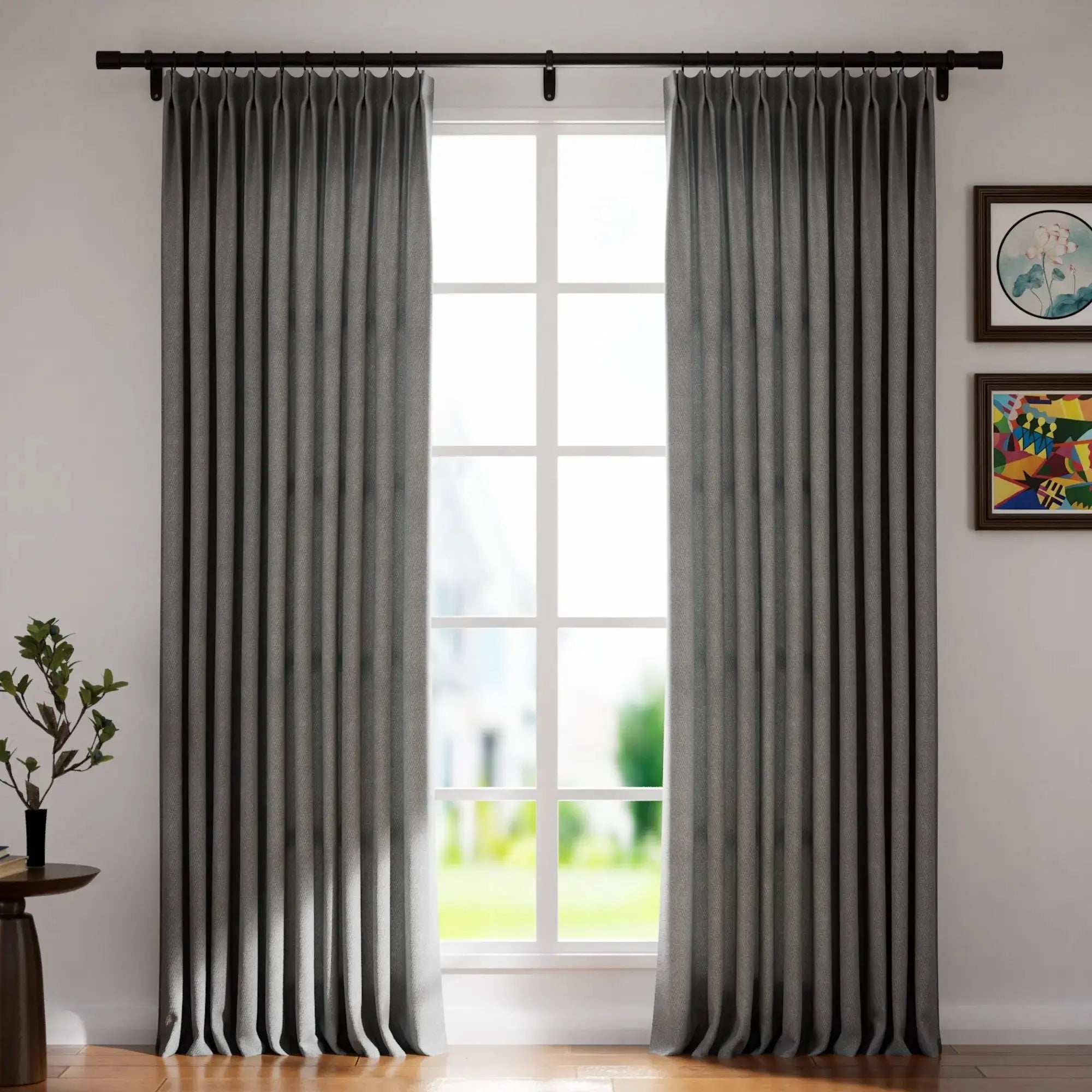 Vinny Twill Pleated Drapery Curtains - Elegant Window Treatments for Living Room, Bedroom & Home Decor