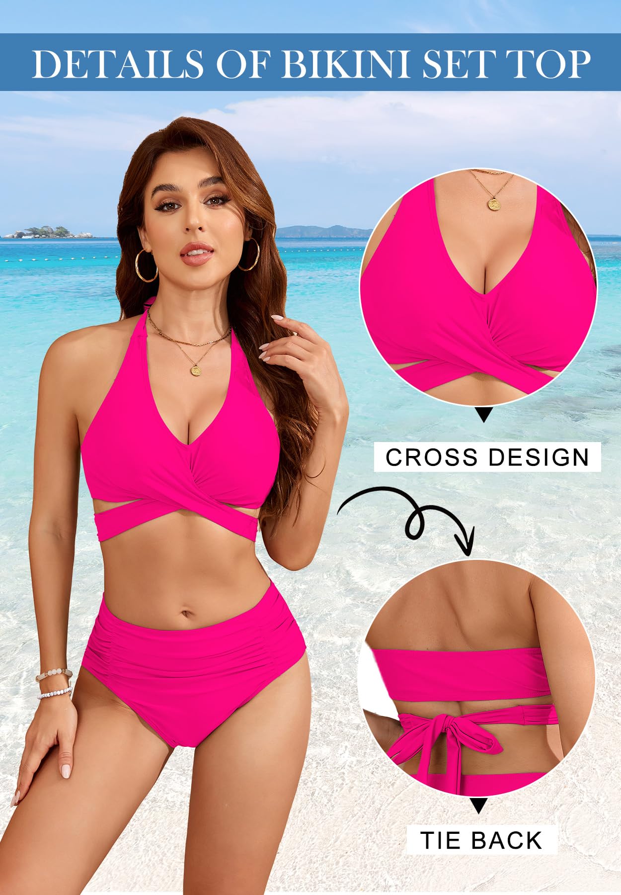 Zando High Waisted Swimsuits for Women 2025 - Tummy Control Bikini Set, Flattering 2 Piece Bathing Suit for Curvy Women | Beach Vacation, Pool Party & Summer Swimwear