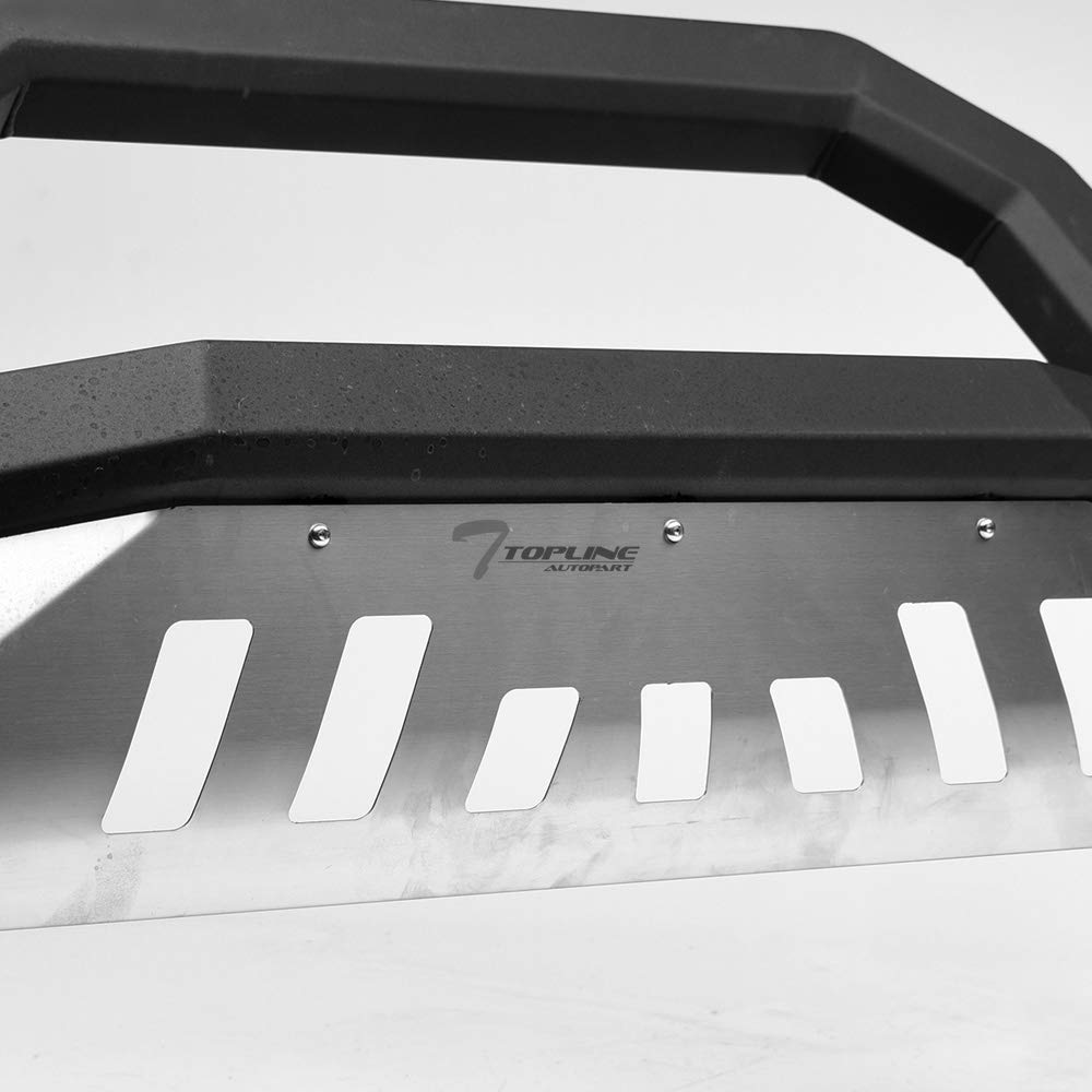 Matte Black AVT Style Bull Bar Front Bumper Grille Guard with Aluminum Skid Plate for 2010-2018 Dodge Ram 2500/3500 - Heavy Duty Off-Road Protection & Truck Accessory Upgrade