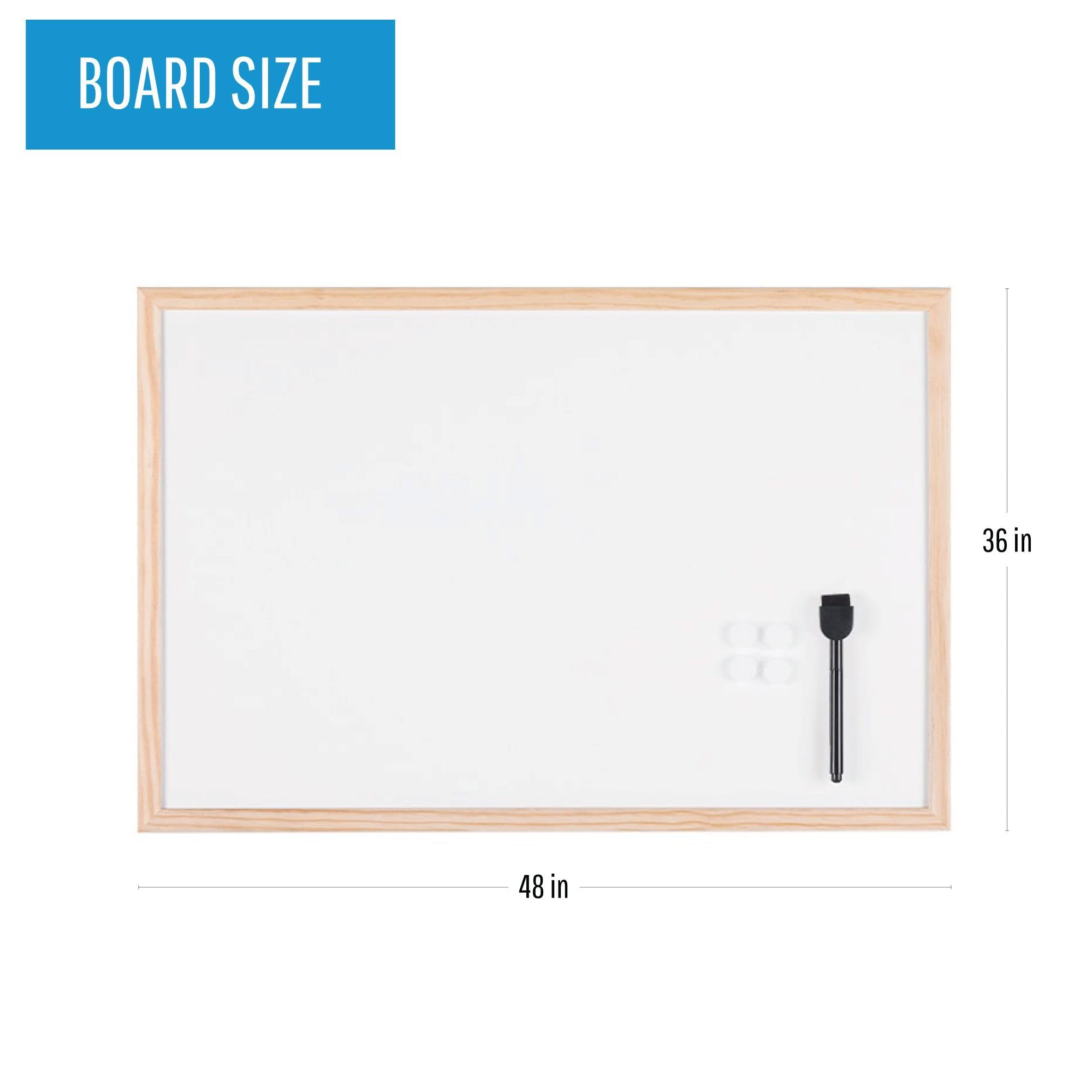 Mastervision Magnetic Dry Erase Whiteboard 36x48 Inches with Pine Wood Frame & Wall Mount Kit - Perfect for Office Meetings, Classroom Teaching & Home Organization