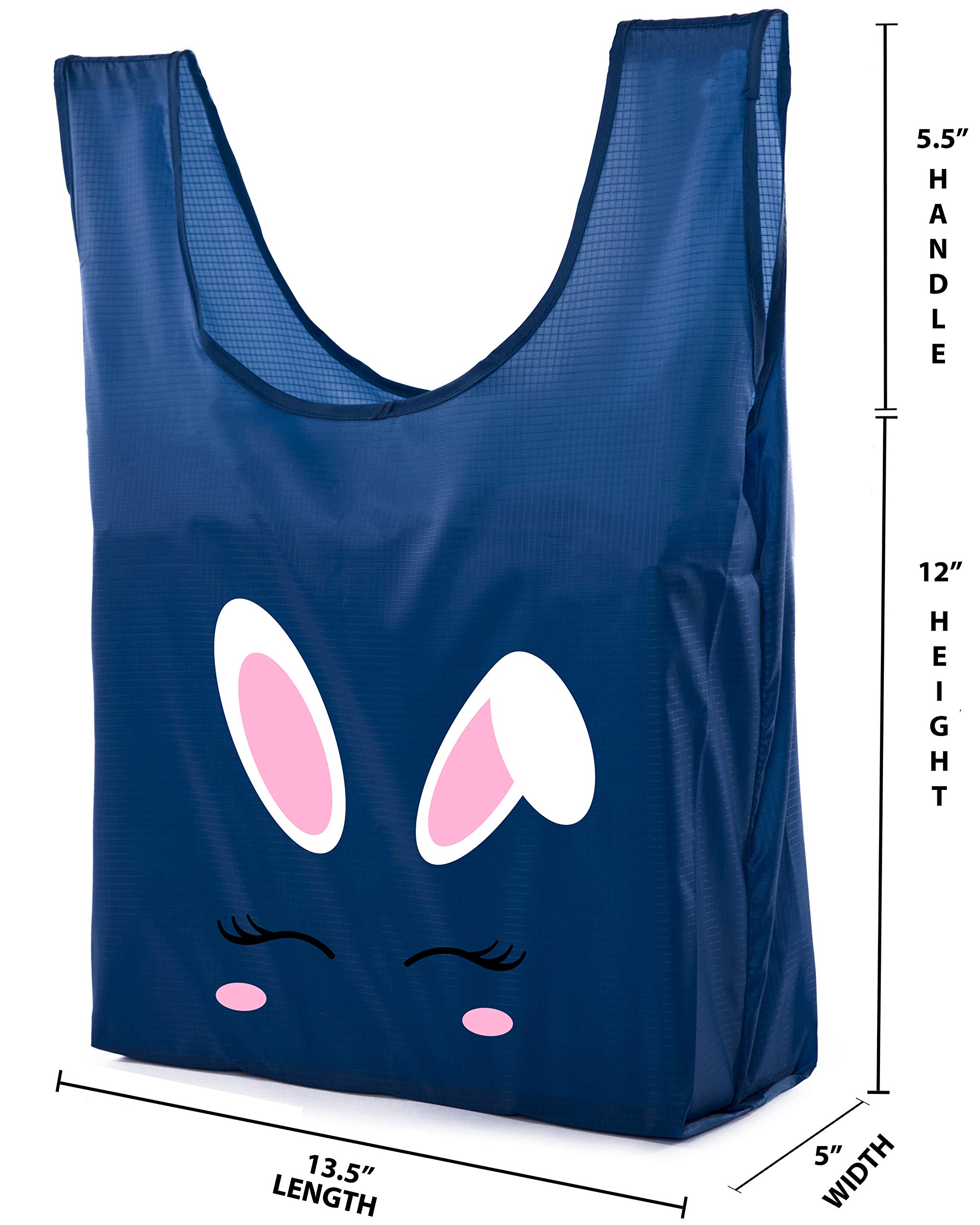 Easter Basket Bags - Bulk Reusable Grocery Tote Bags for Easter Egg Hunt with Cute Bunny Face Design | Perfect for Easter Gifts, Party Favors & Spring Celebrations