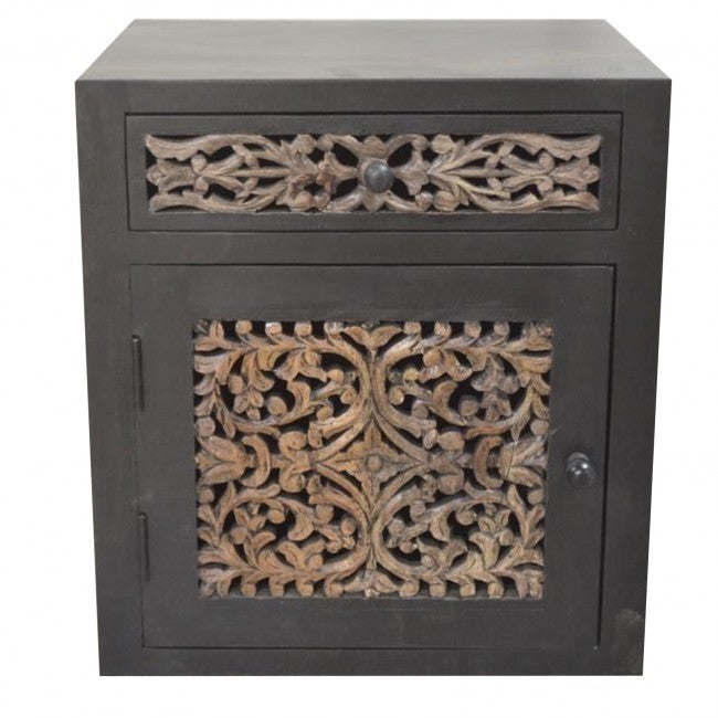 Exquisite Dynasty Carved Jali Panel Side Table - Handcrafted Wooden Accent Table for Living Room, Bedroom & Patio Decor - Traditional Indian Furniture for Home & Office Use