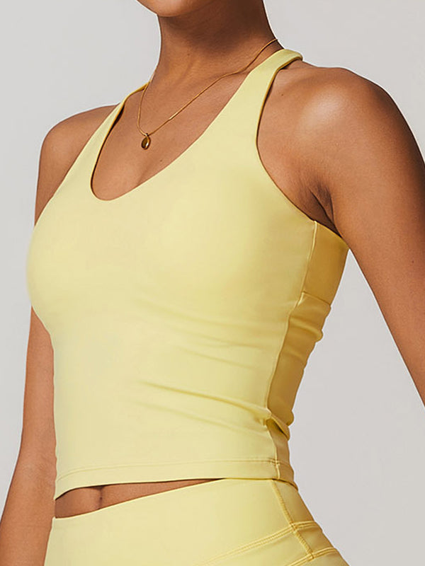 ZASUWA Women's Quick Dry Sports Bra - U Neck Cross Back Adjustable Strap Workout Top for Yoga, Running & Gym | Breathable Hollow Out Design