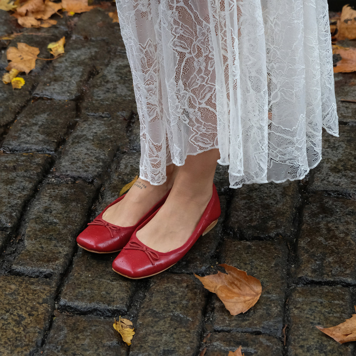 ANISA Women's Ballet Flats - Red Crinkle Patent Leather Shoes for Comfort & Style | Perfect for Work, Casual Wear & Travel