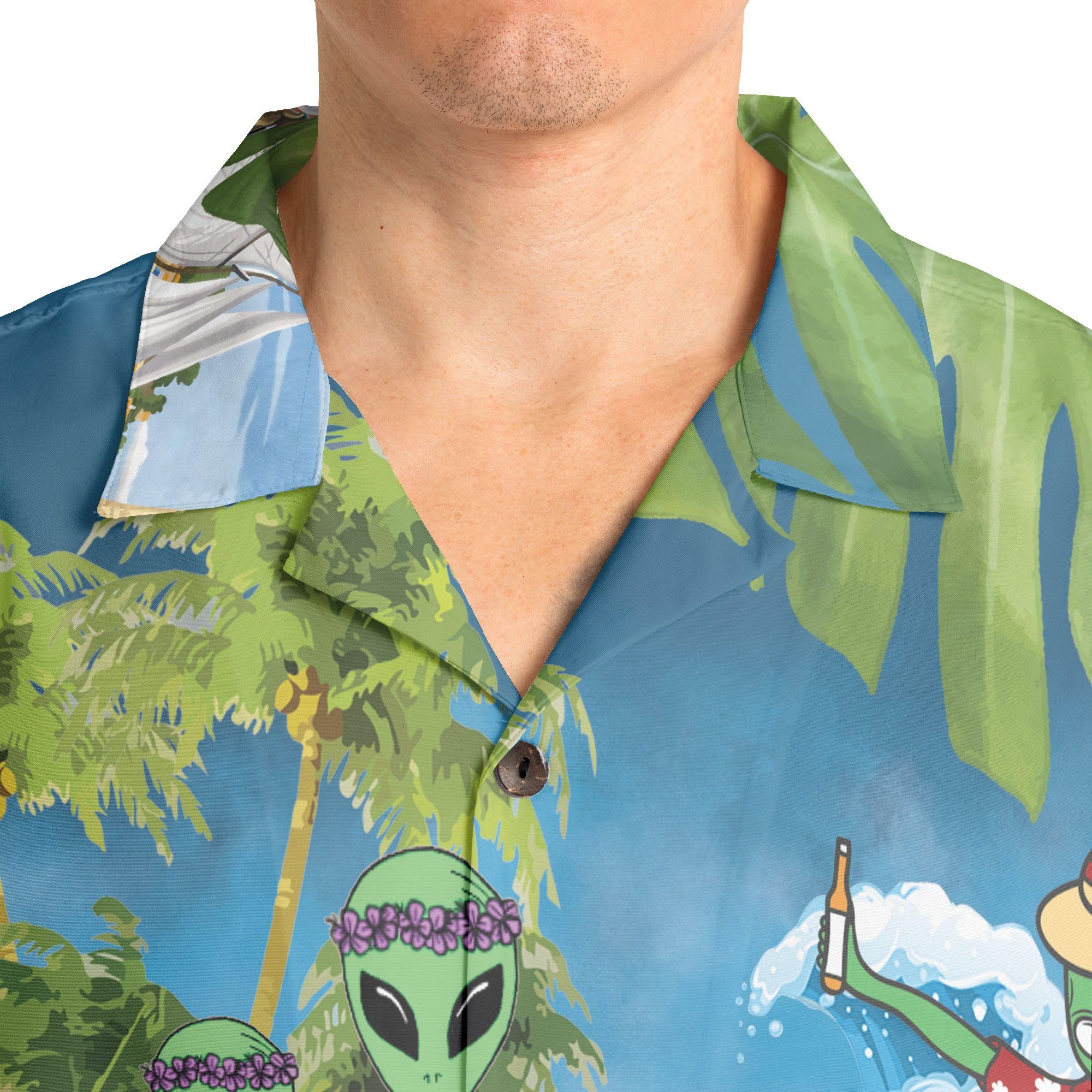 Funny Alien Shirts for Men | Casual Short Sleeve Hawaiian Shirts with Unique Alien Print | Perfect for Beach Parties, Cosplay & Sci-Fi Events