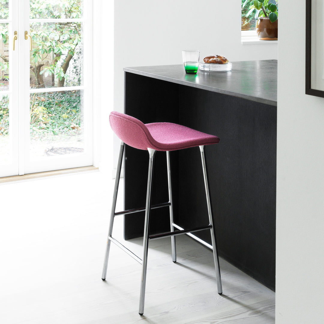Modern Form Bar Stool with Metal Legs & Upholstered Seat - Perfect for Kitchen Islands, Home Bars & Commercial Use