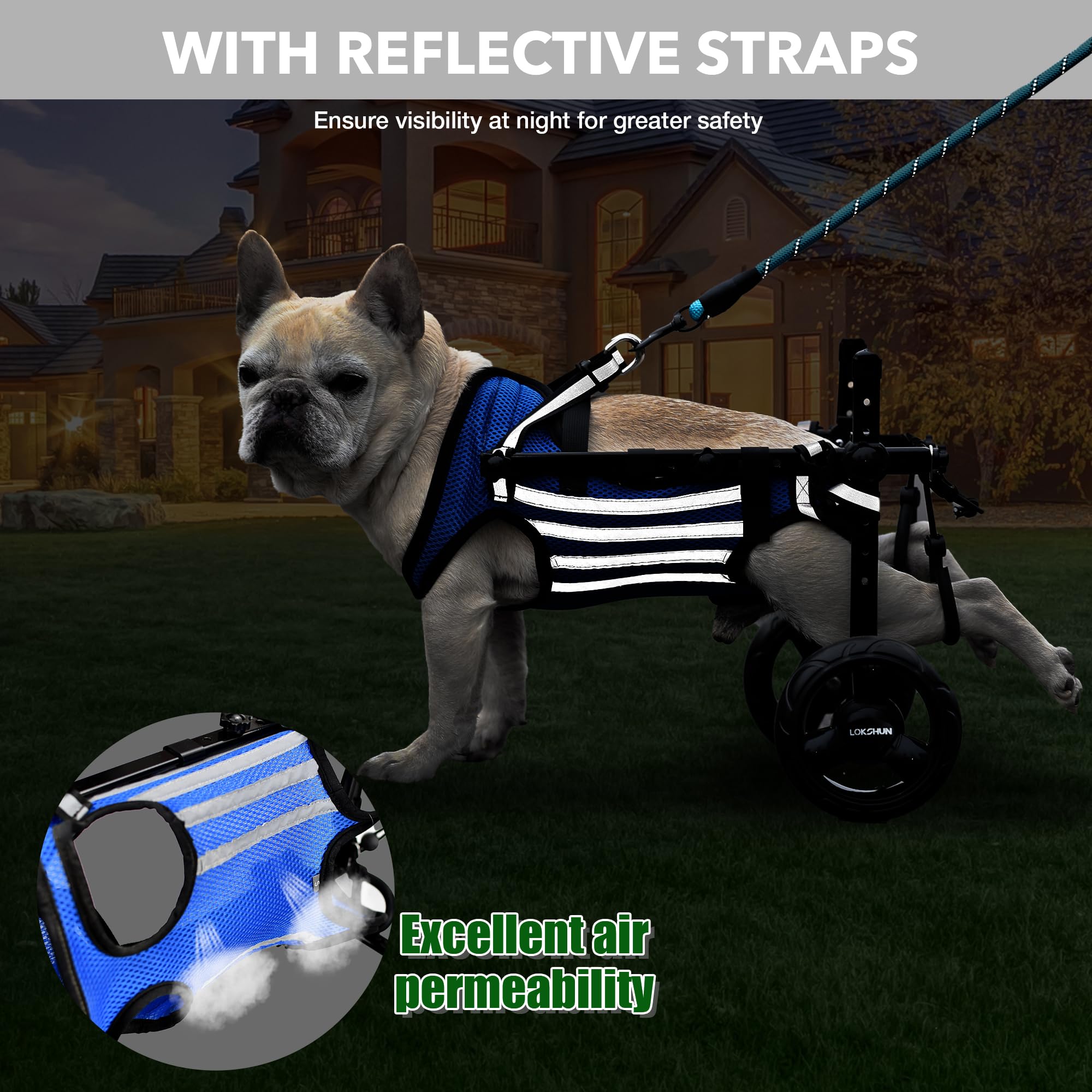 2024 Upgraded Adjustable Dog Wheelchair for Small Dogs with Disabled Hind Legs - Heavy Duty Wheels & Patented Design (Medium) - Perfect for Mobility Assistance, Rehabilitation & Outdoor Walks
