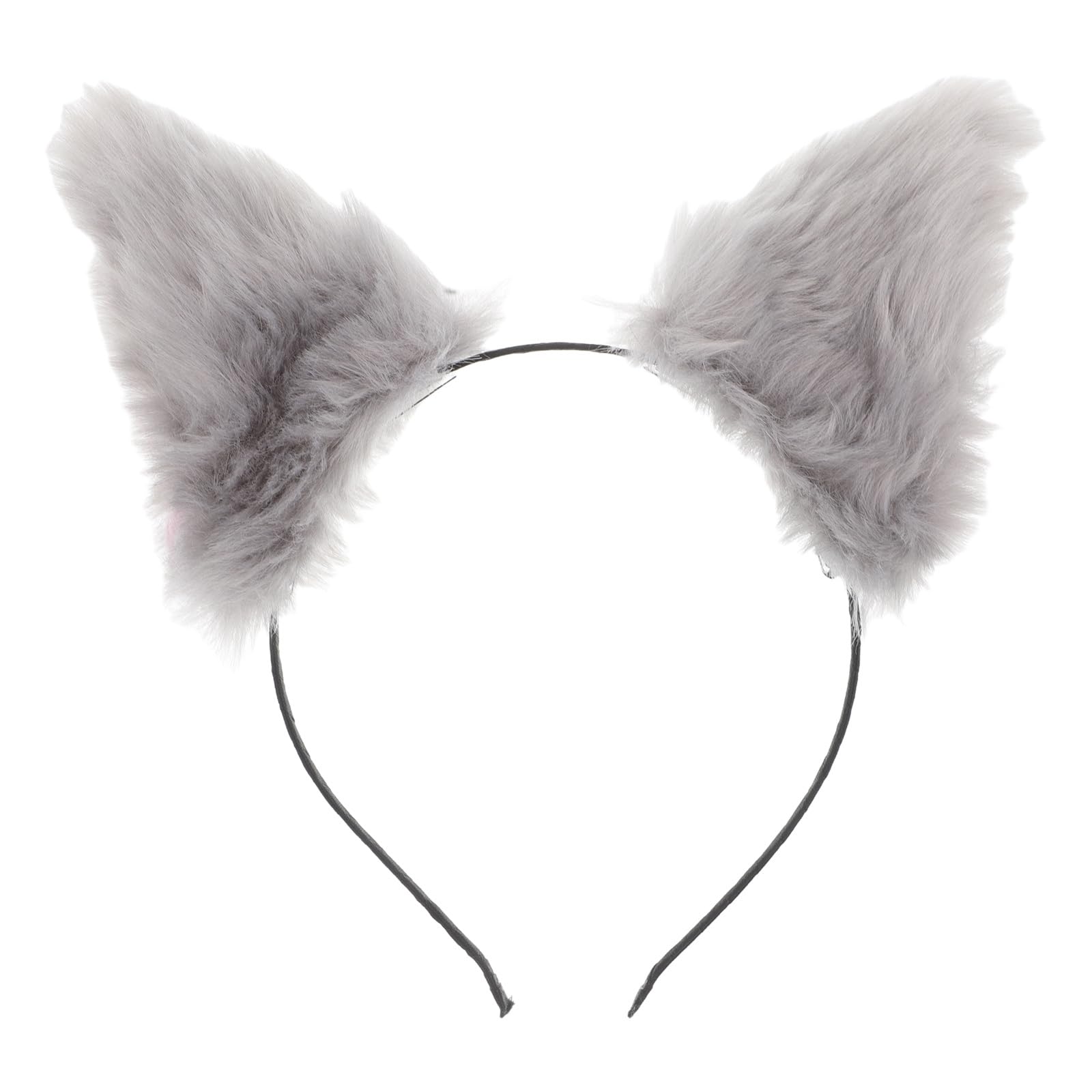 Lurrose Grey Fluffy Plush Cat Ears Headband - Soft Fox Ears Hair Hoop for Women & Girls | Cute Animal Party Hair Accessories | Perfect for Cosplay, Halloween, and Themed Events