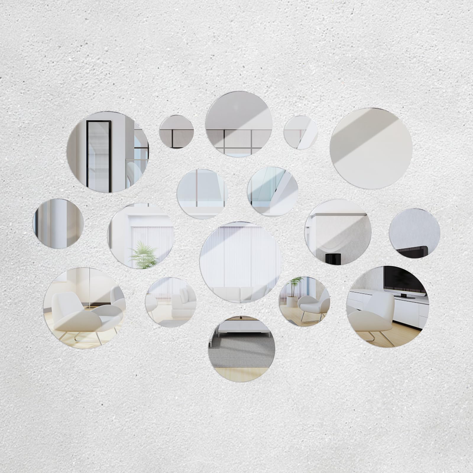225-Piece Small Round Craft Mirror Set - Mini Mosaic Mirror Tiles for DIY Projects (0.5