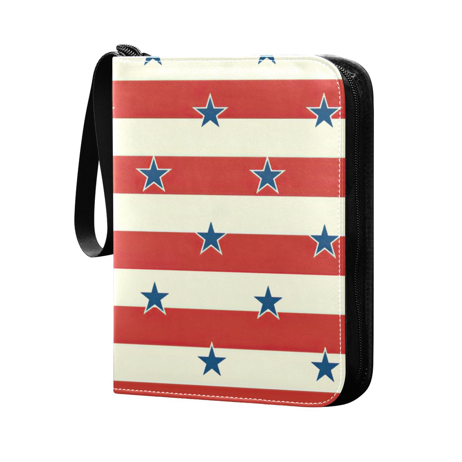 Starstripes 4-Pocket Trading Card Binder with 50 Removable Sleeves - 3-Ring Card Album Holds 400+ Sports & Game Cards - Perfect for Collectors, Kids & Organizing Pokemon, MTG, Baseball Cards