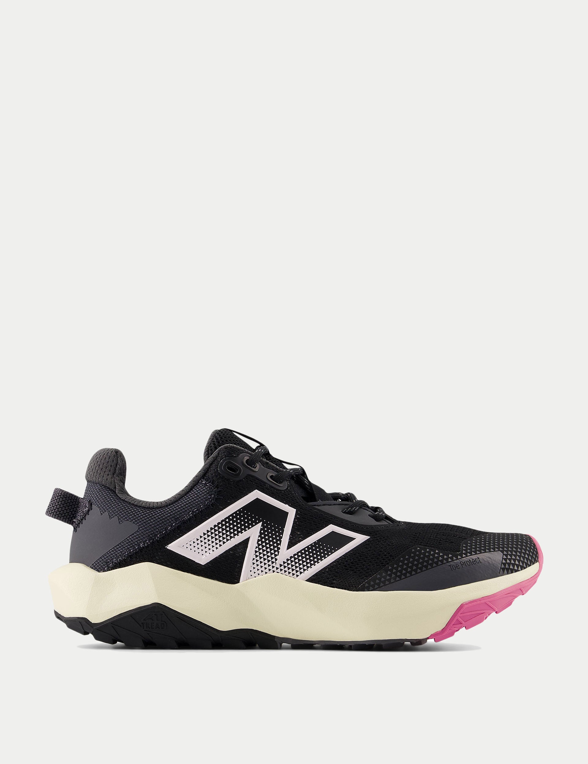 DynaSoft Nitrel v6 Running Shoes for Women - Black/Pink Granite/Angora - Lightweight Trail Running Sneakers for Hiking & Outdoor Activities