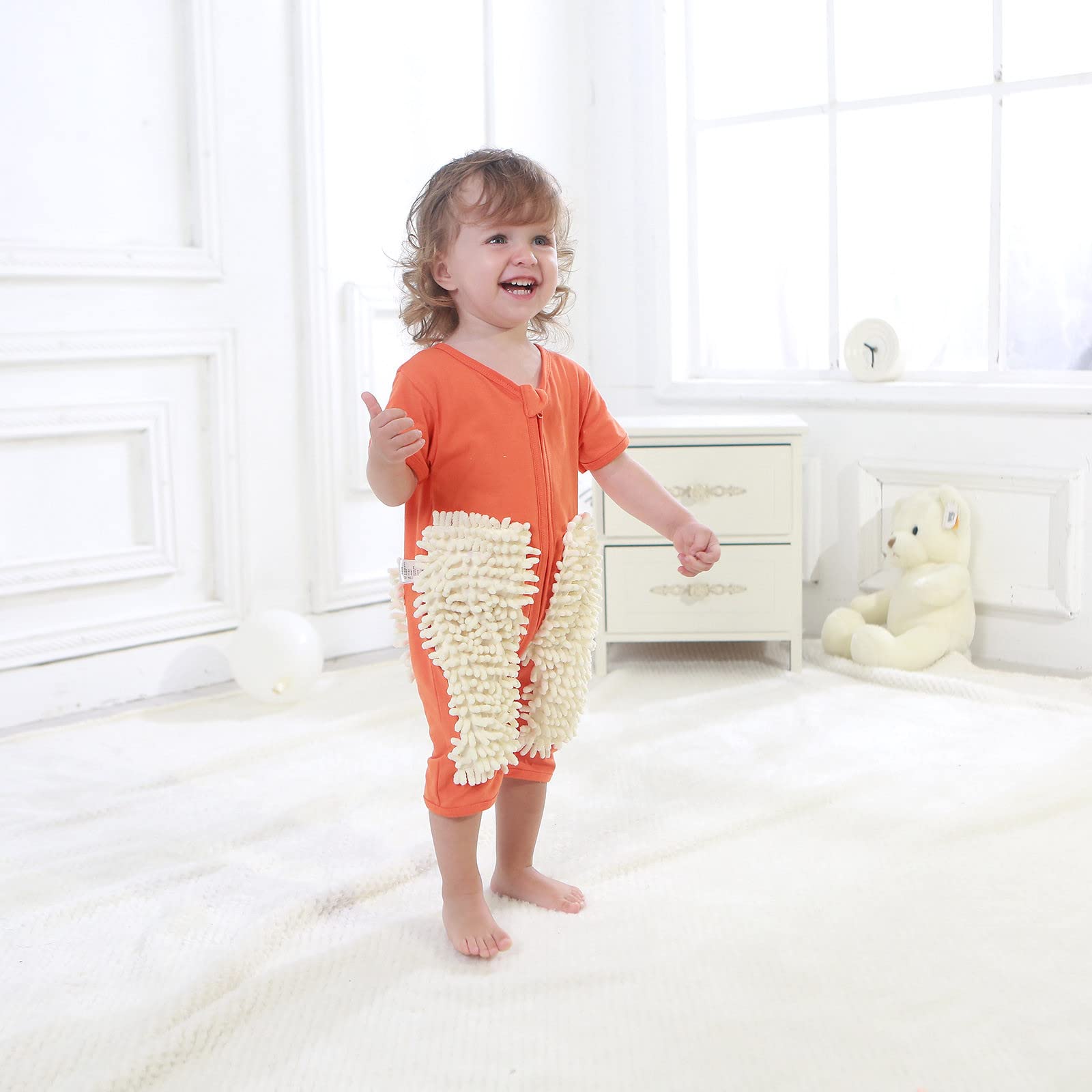 Funny Baby Mop Onesie - Cute Cleaning Romper Jumpsuit for Infants | Short Sleeve One-Piece Outfit for Playtime & Floor Cleaning | Perfect for Photoshoots, Baby Showers & Funny Gifts