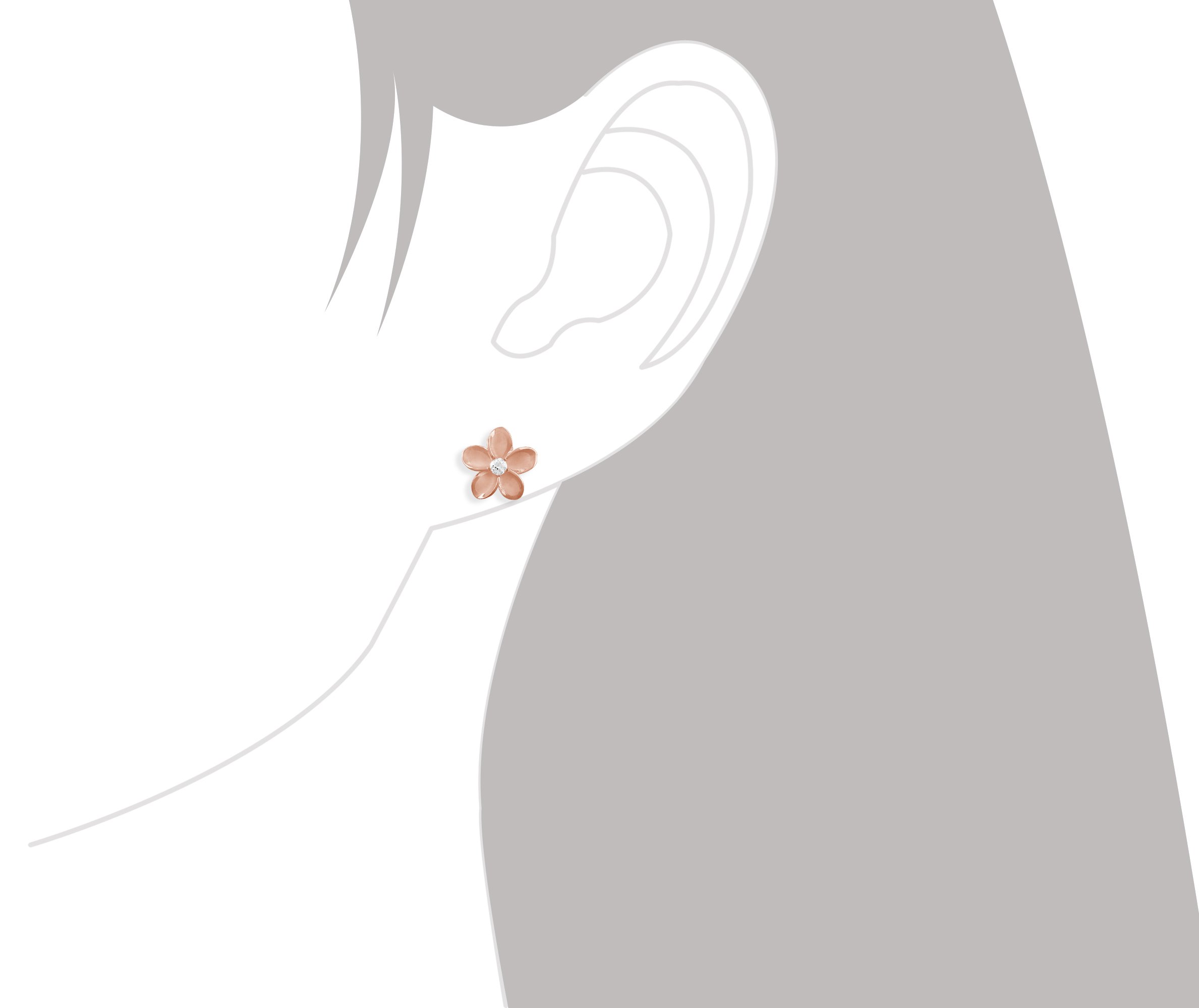 Sterling Silver 9mm Plumeria Flower Stud Earrings for Women - Hawaiian Style Jewelry Gift for Her - Perfect for Weddings, Vacations & Everyday Wear