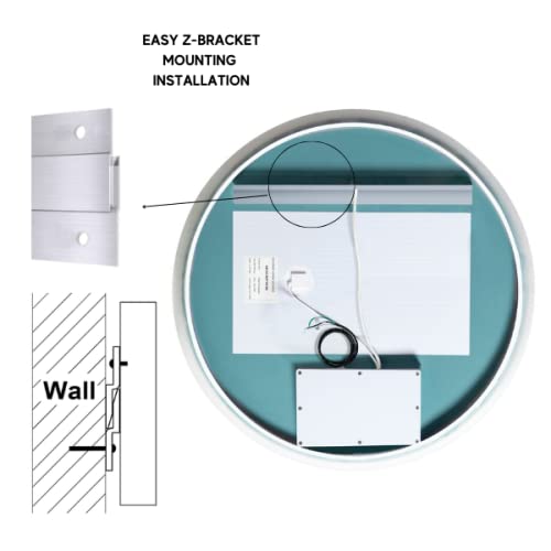ZEEK 32 Inch Round LED Bathroom Vanity Mirror with Backlit Lighting - Anti-Fog, 4000K Natural White Light, Hardwired to Switch (Model M-RN32) - Perfect for Modern Bathrooms, Makeup Application & Spa-Like Experience