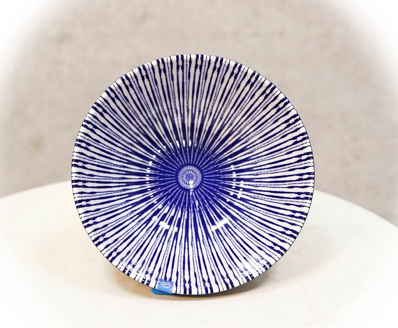 6-Pack Artistic Blue Stripes 'Focus' Ceramic Bowls 20oz - Perfect for Cereal, Soup & Pasta | Unique Home Décor Gift for Birthdays & Housewarming | Durable Dishware for Daily Use & Entertaining (EB-6174GIF)