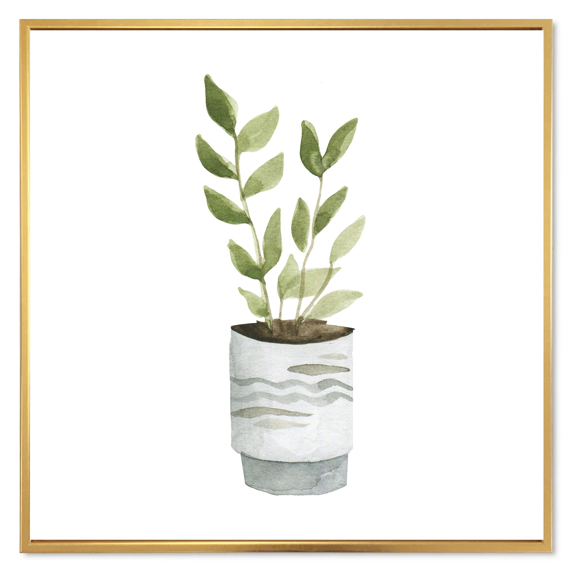 Indoor Green Home House Plants II - Traditional Framed Canvas Wall Art Print | Botanical Decor for Living Room, Bedroom & Office